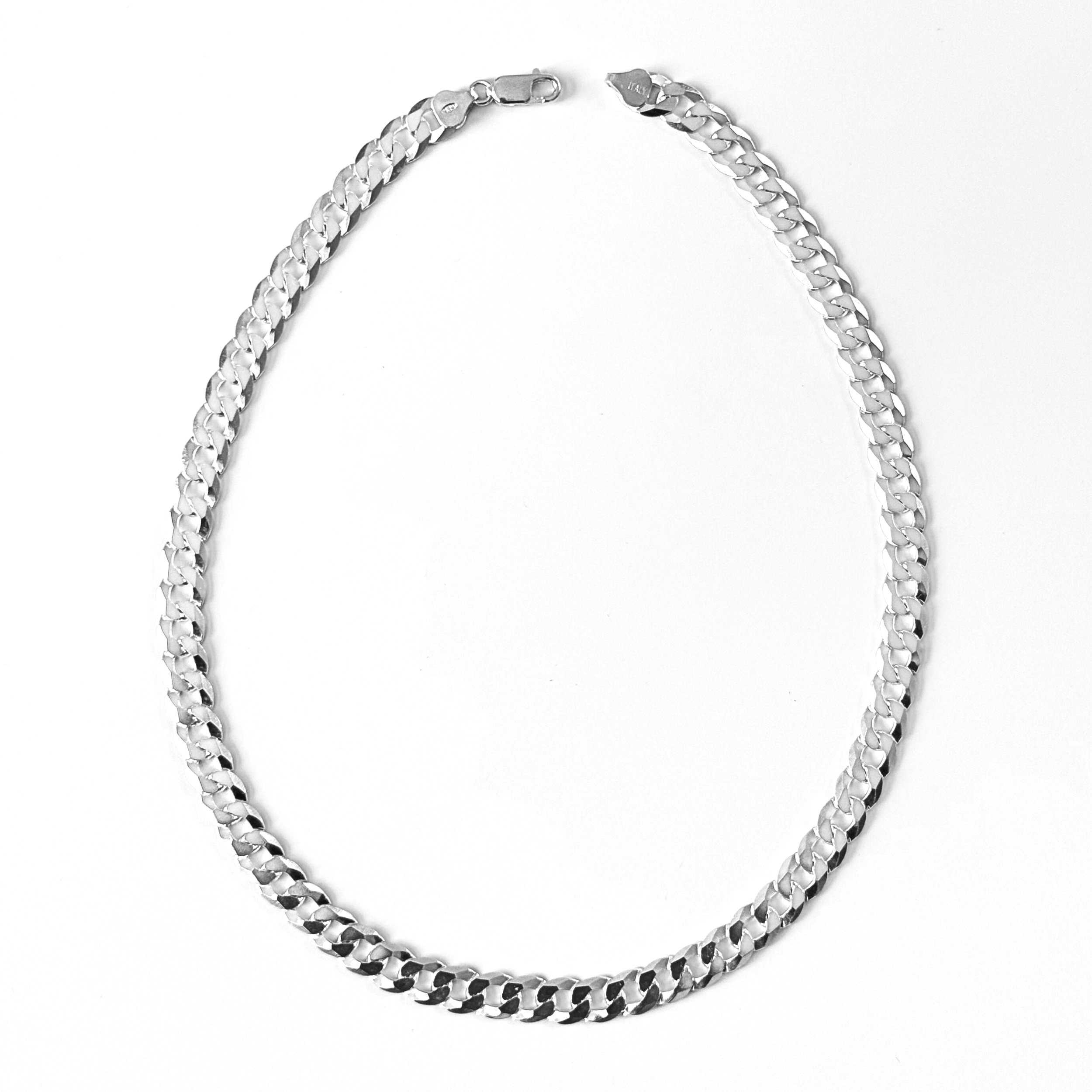 curb thick chain necklace silver