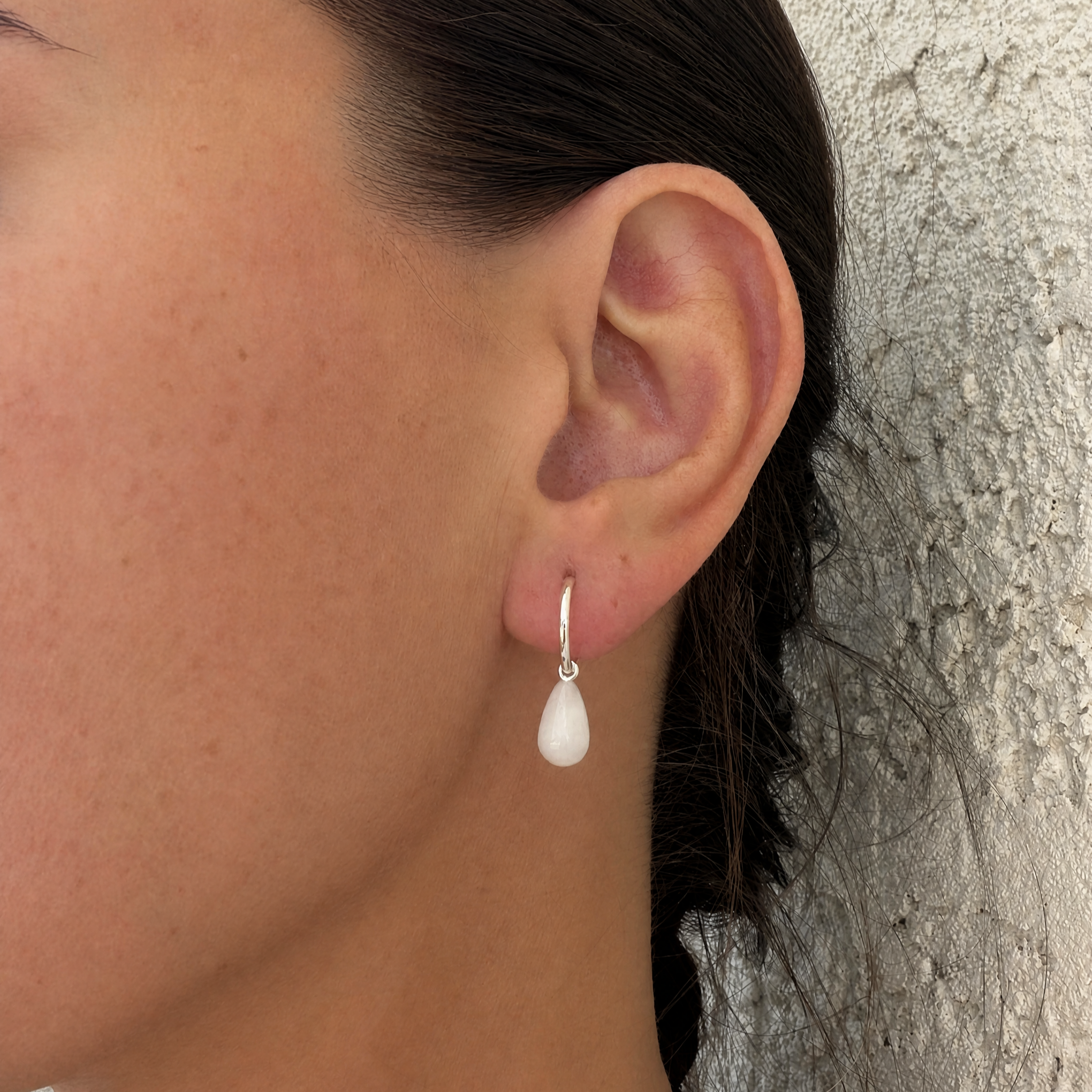 teardrop hoops white quartzite