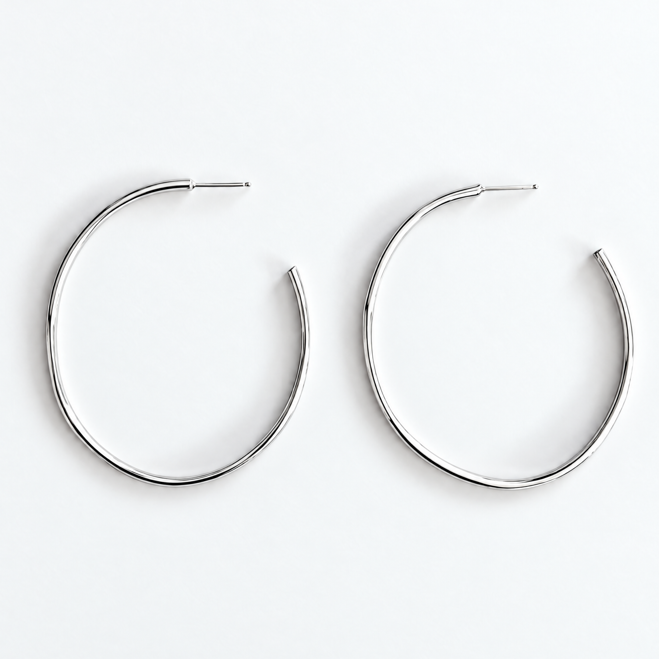 hammered oval hoops silver