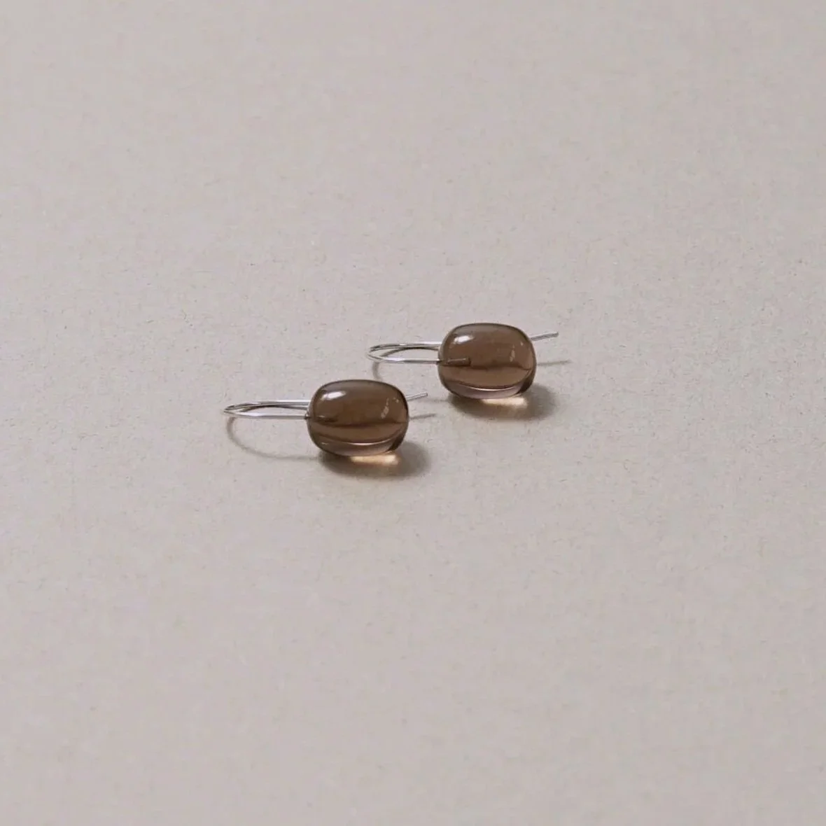 smoky quartz drum drop earrings