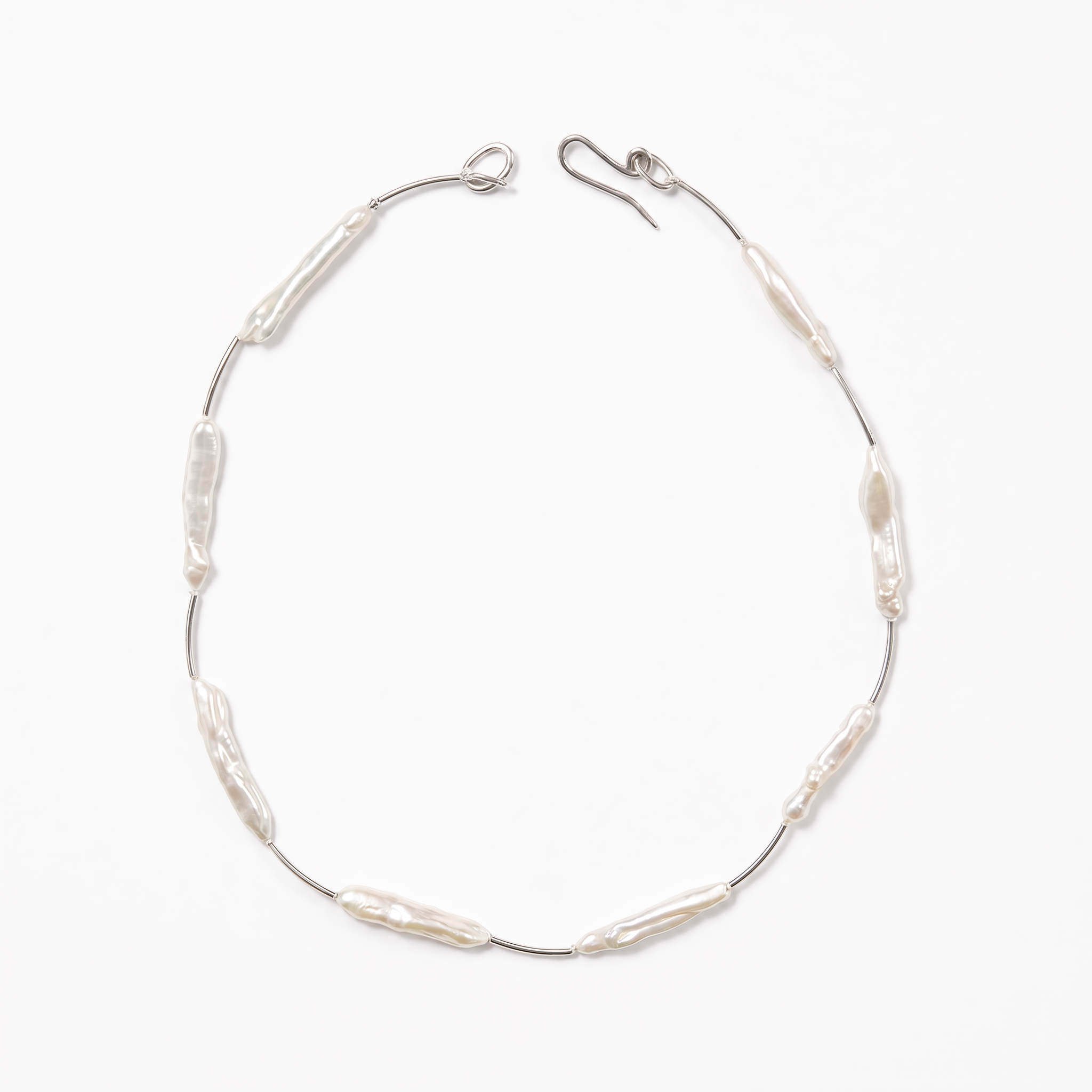 stick pearl white necklace