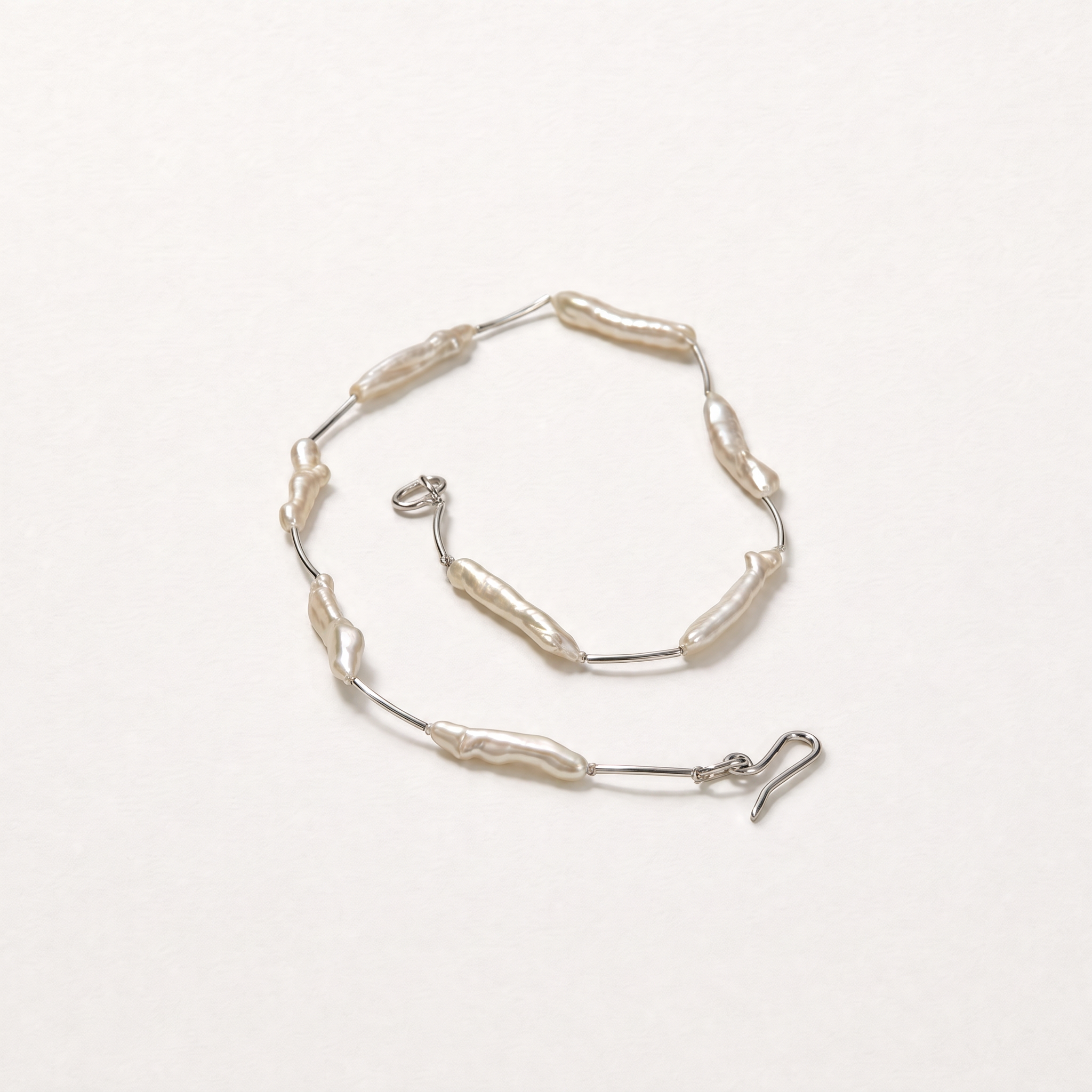 stick pearl white necklace