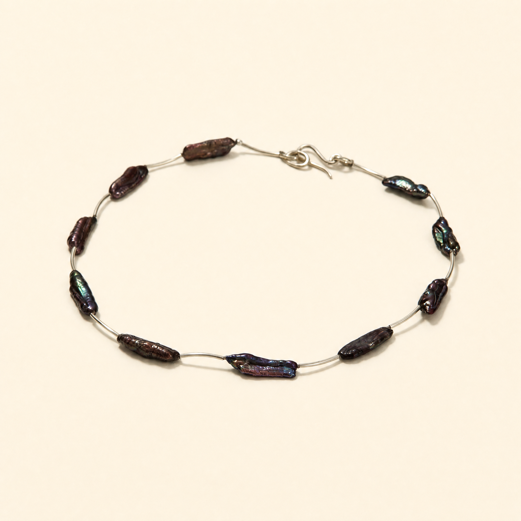stick pearl purple necklace