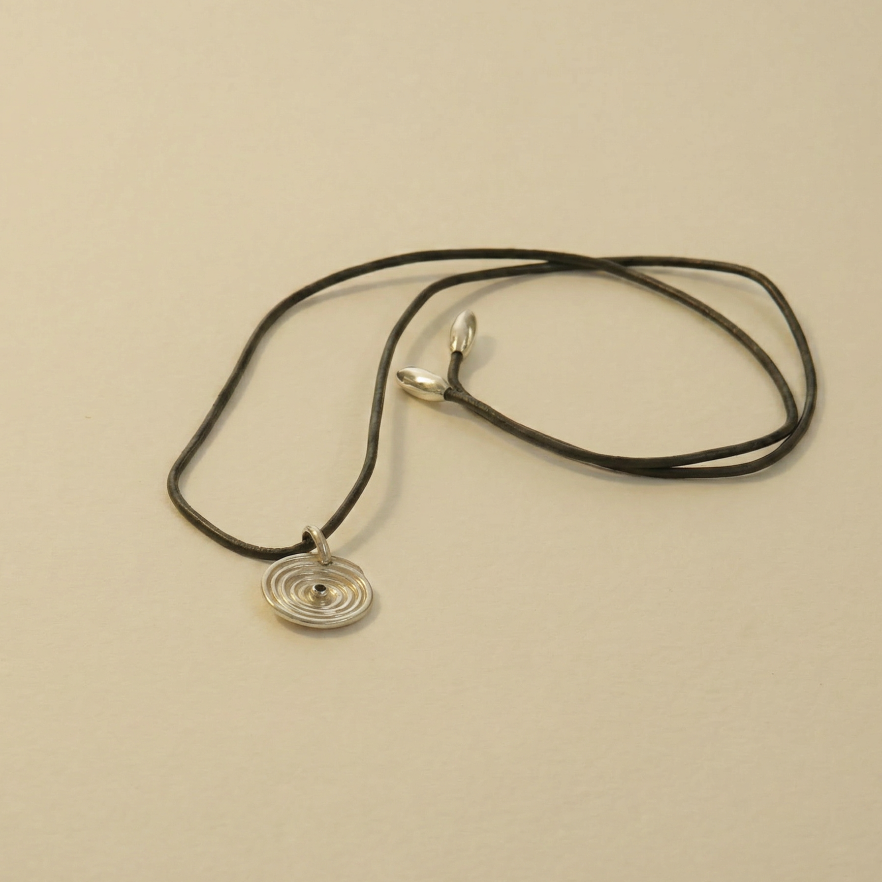 spiral pendant smoky quartz on leather cord