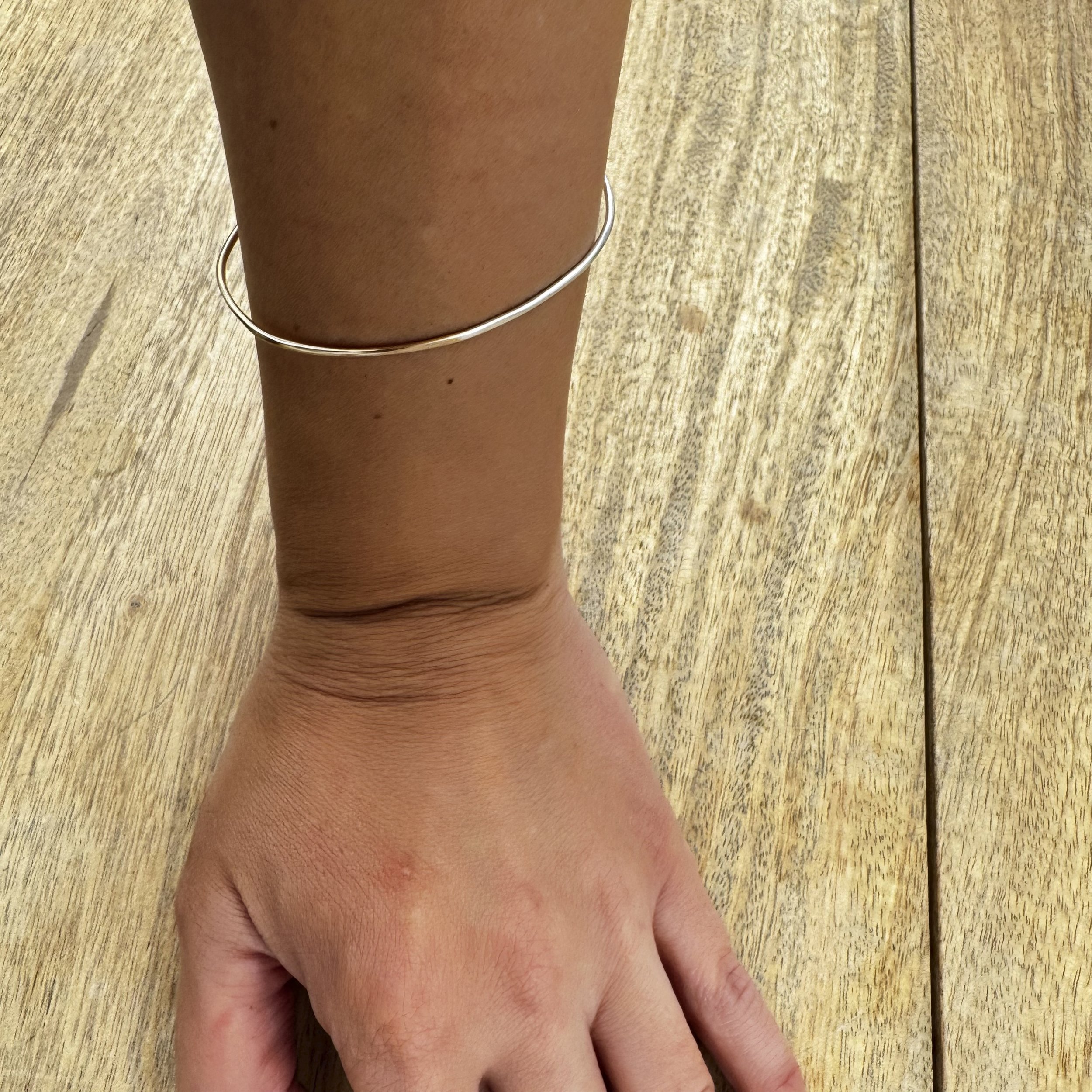 mix metal bangle bracelet silver gold oval