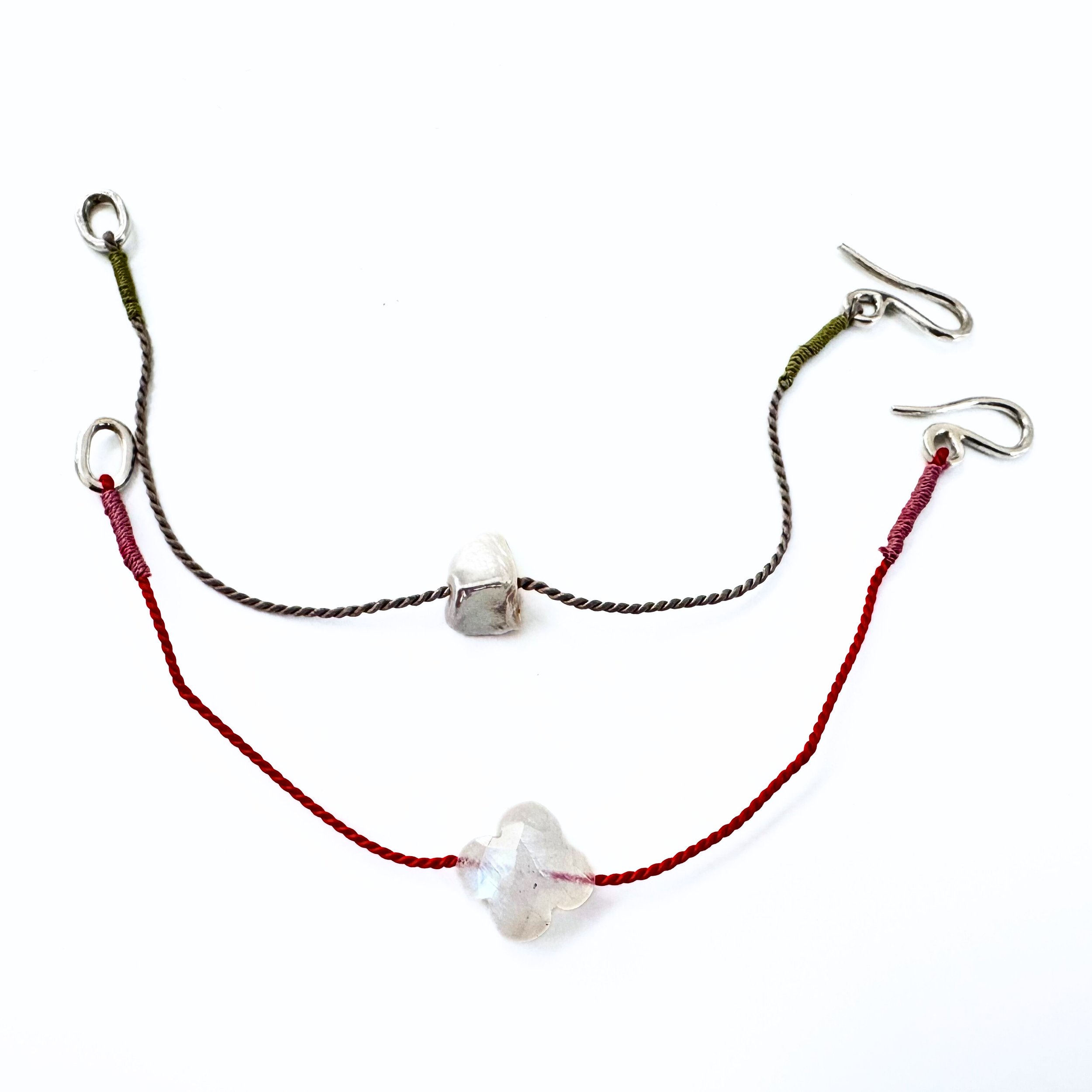 pearl moonstone clover bracelet color thread