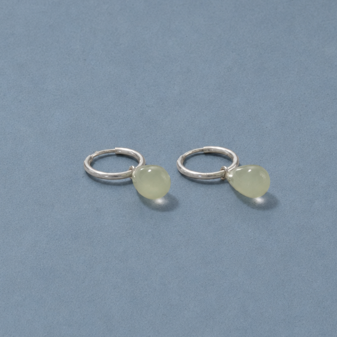 teardrop hoops prehnite silver