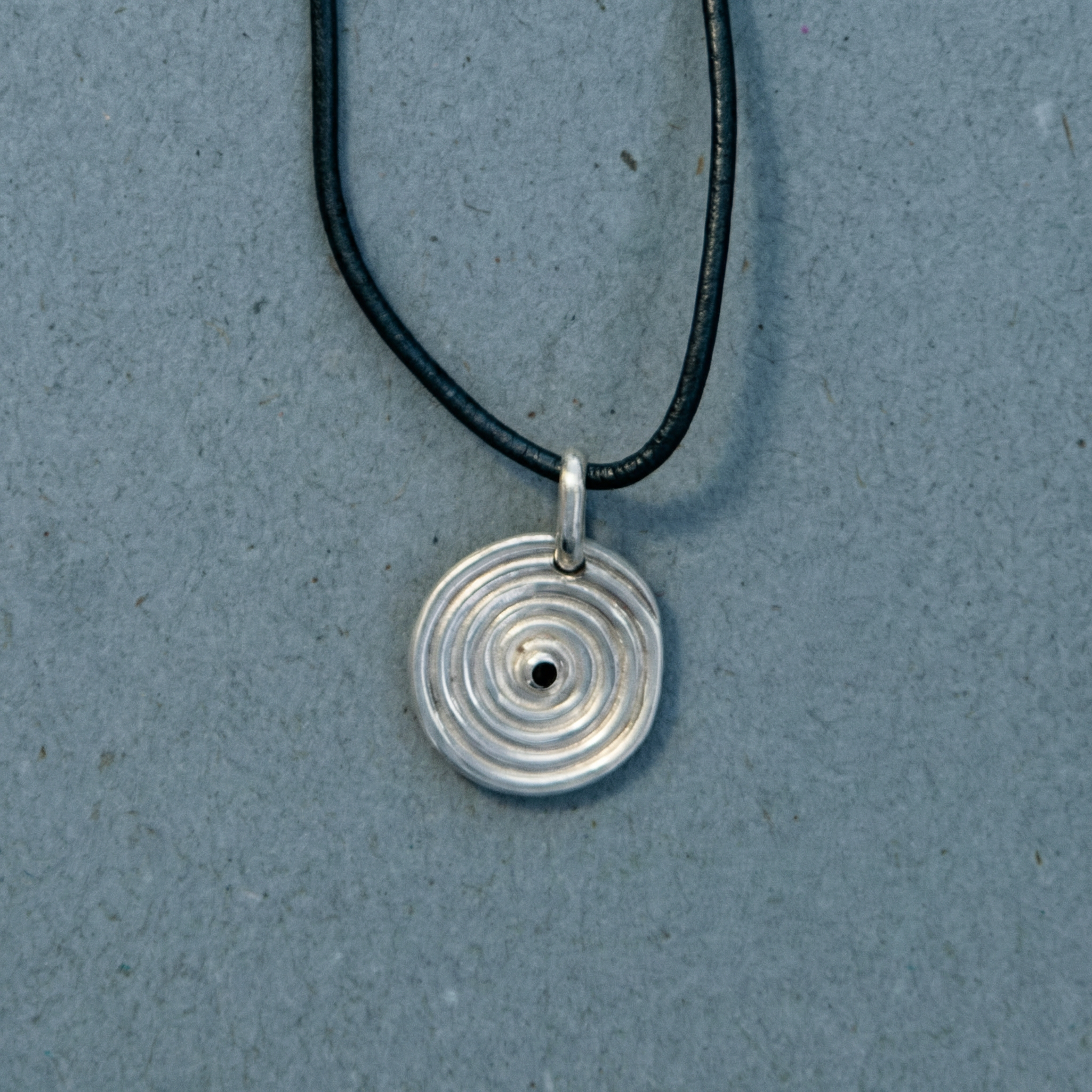 spiral pendant smoky quartz on leather cord