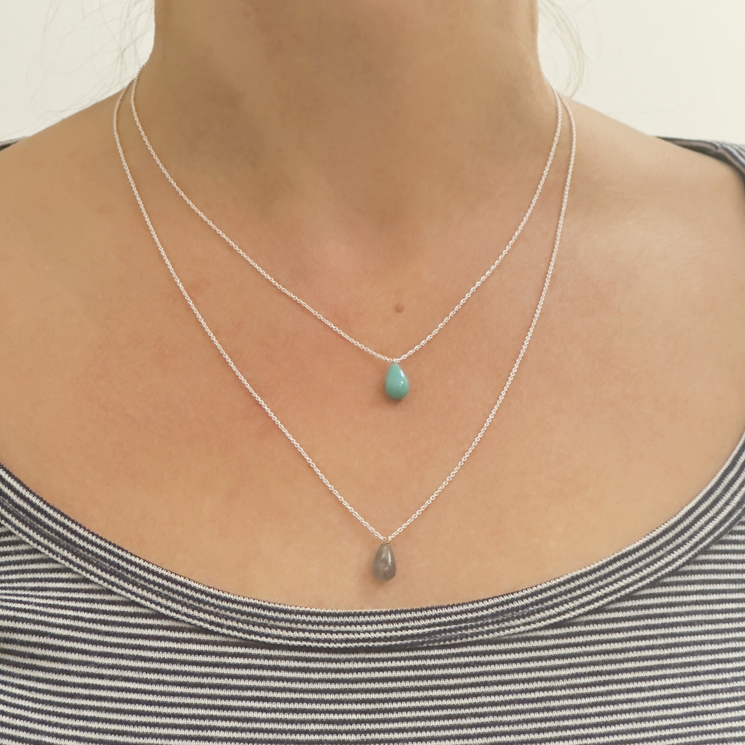 turquoise chain necklace teardrop charm