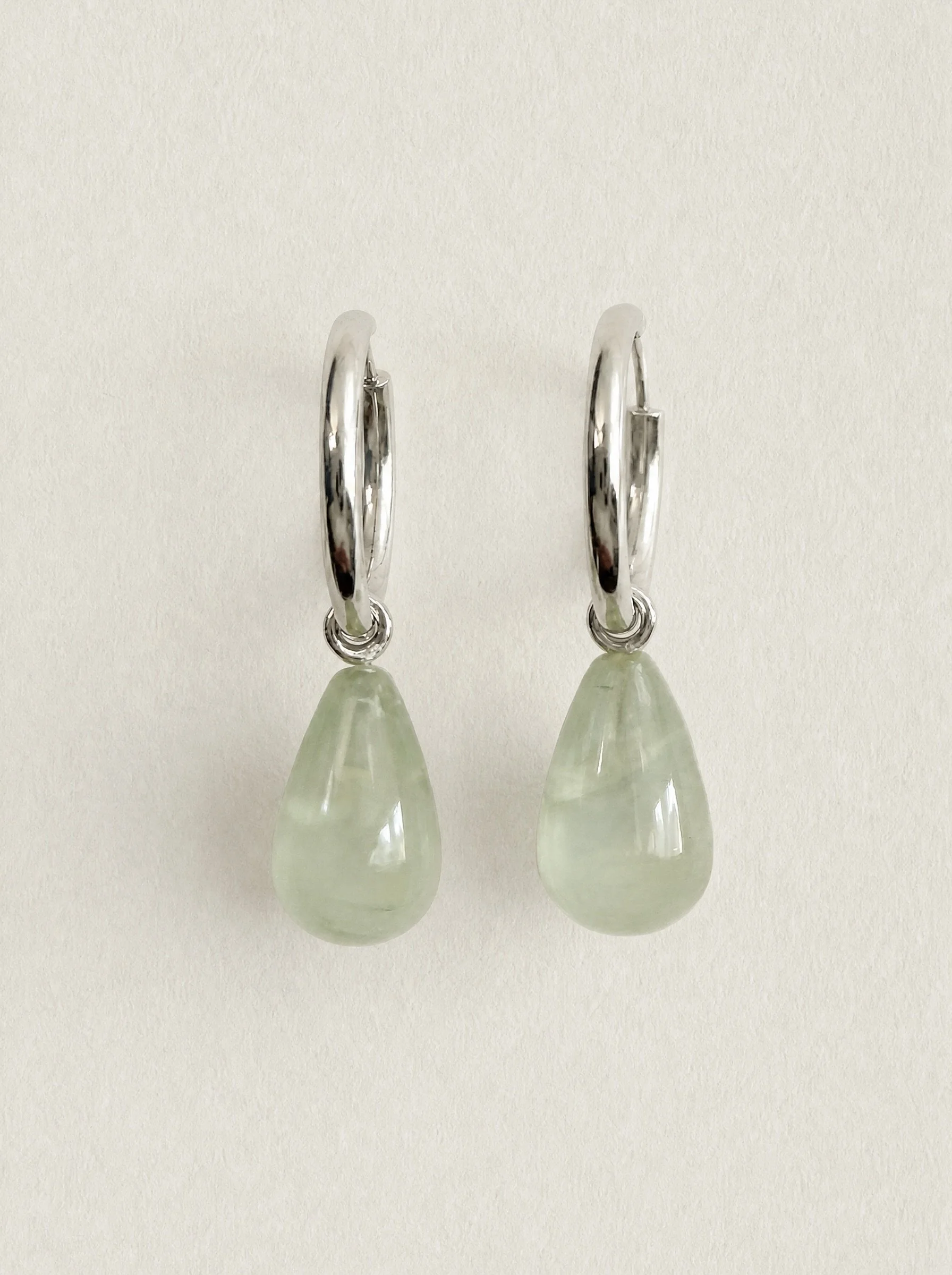 teardrop hoops prehnite silver