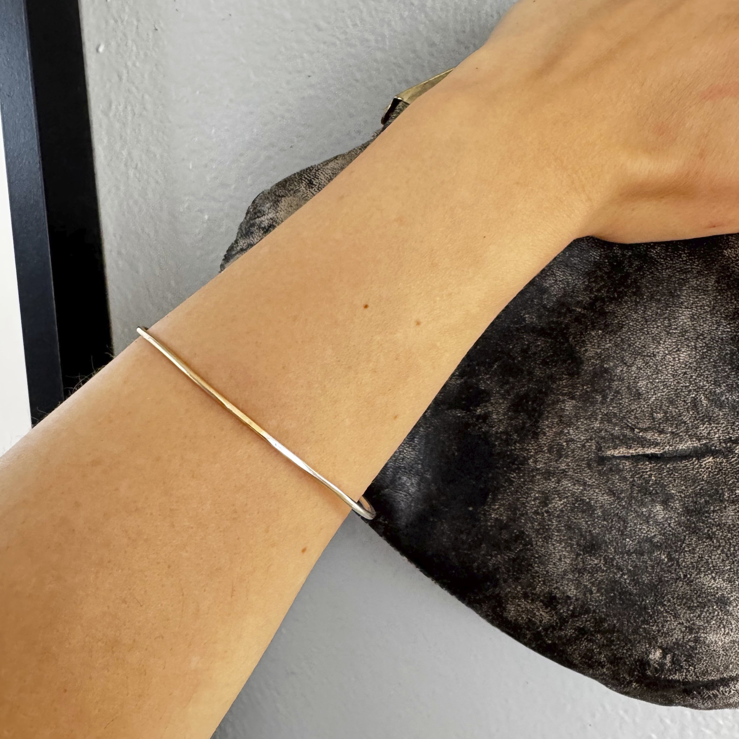 mix metal bangle bracelet silver gold oval