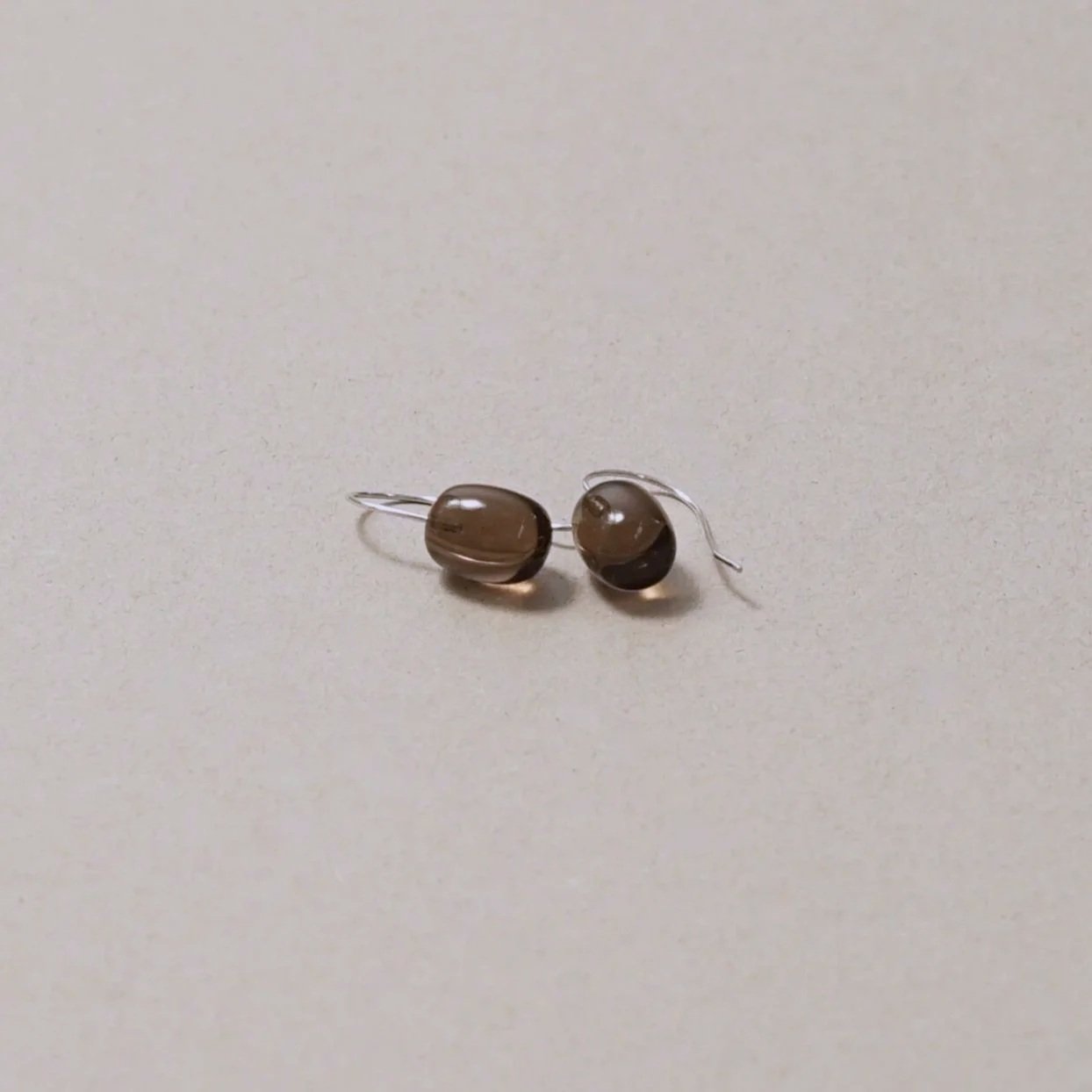 smoky quartz drum drop earrings
