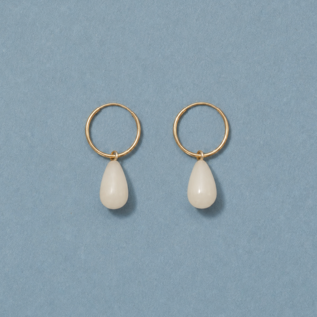 teardrop hoops white quartzite