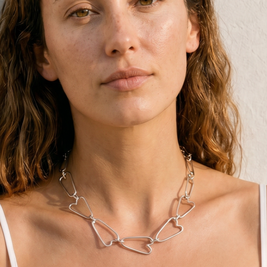 heart link chain necklace