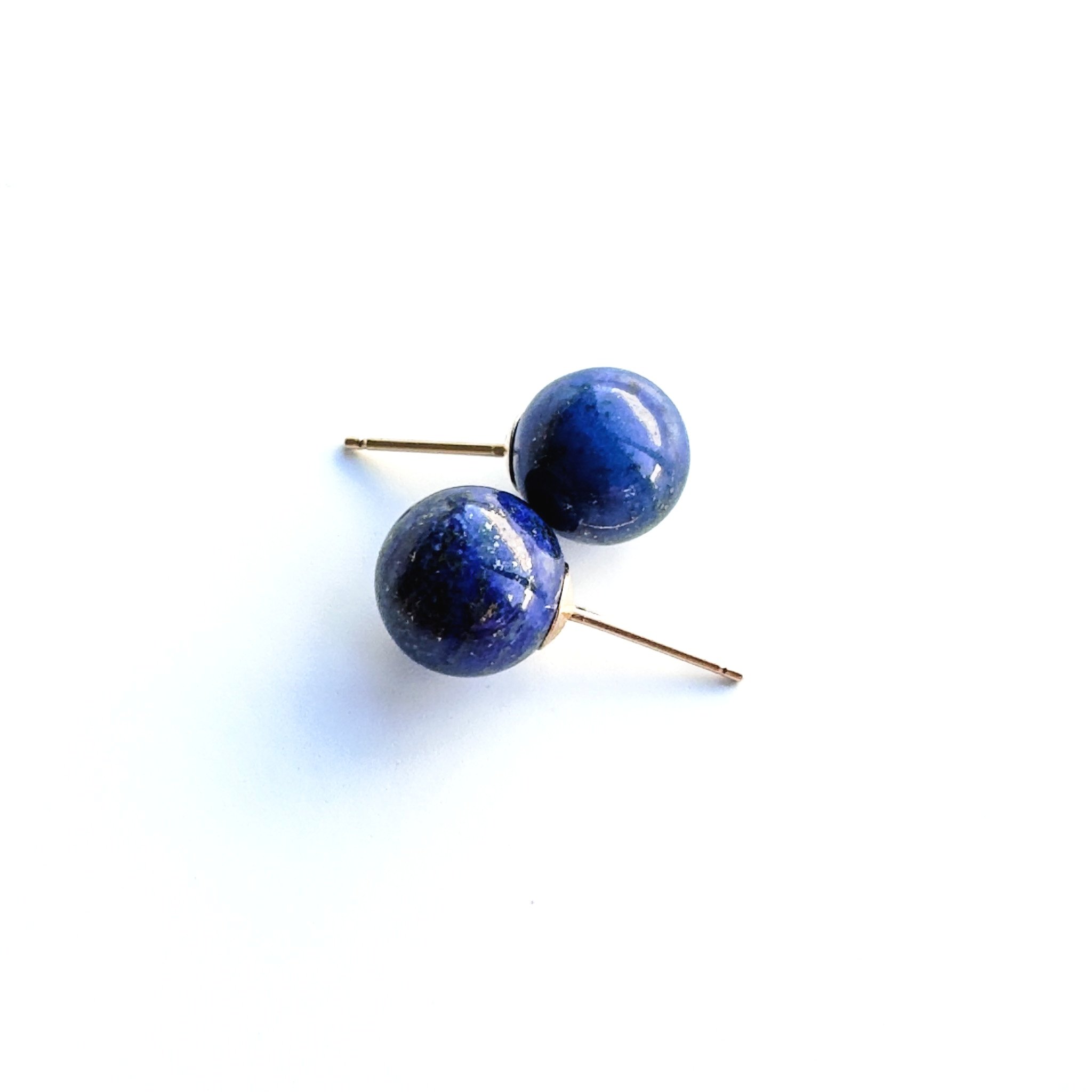 Globe Studs Lapis Lazuli 14k Gold