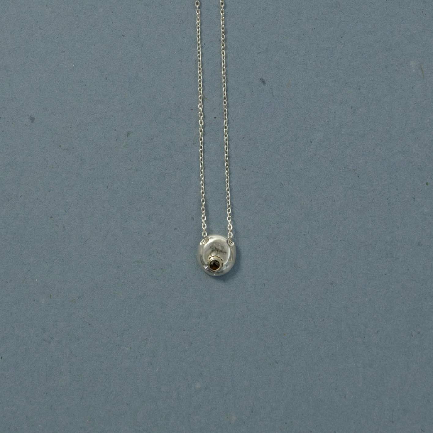 dot smoky quartz silver necklace