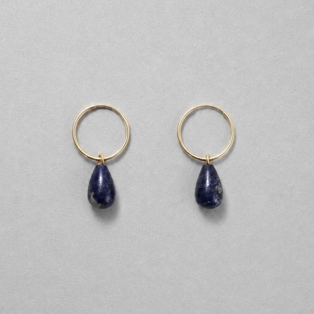 teardrop hoops lapis gold