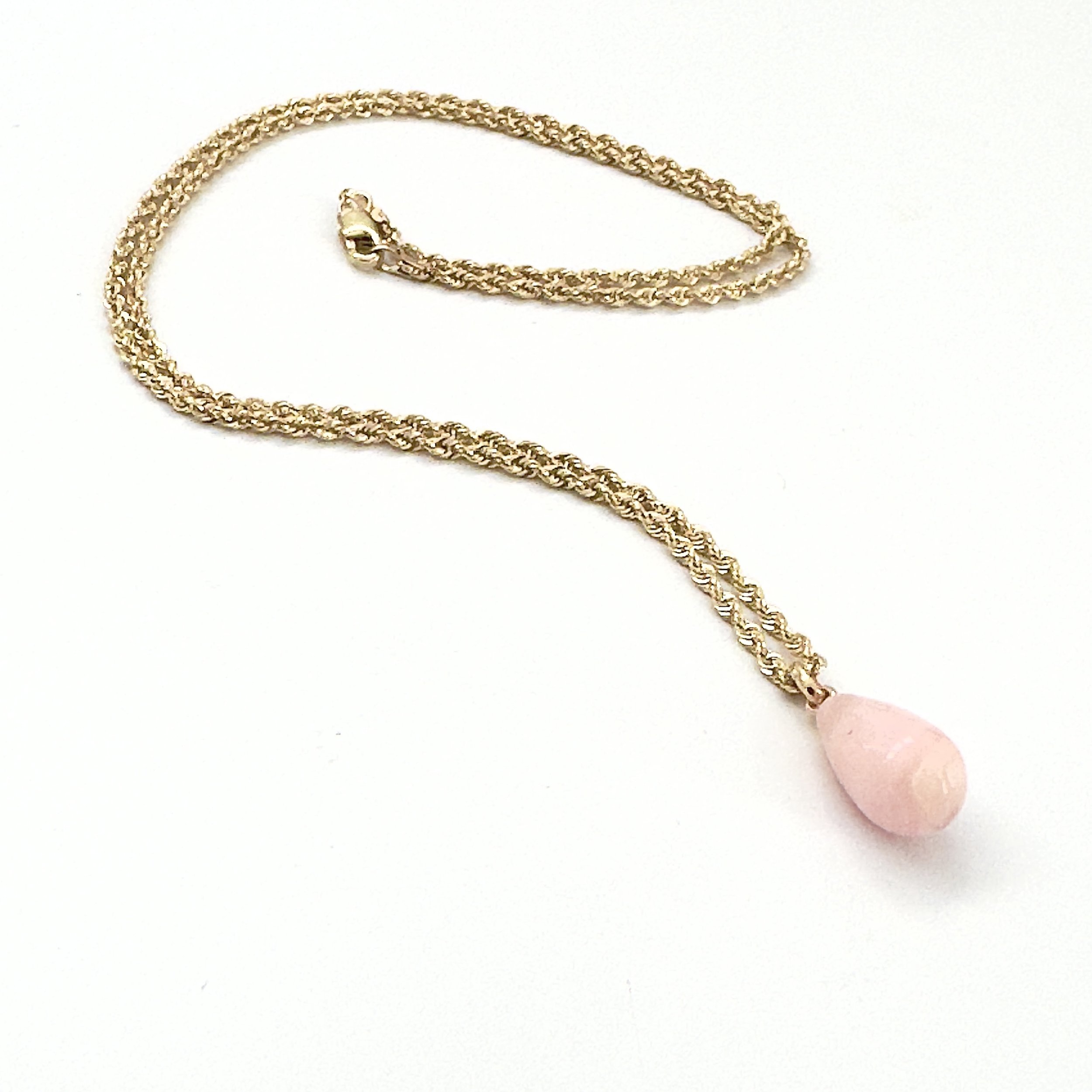 Pink Opal Teardrop Chain Necklace
