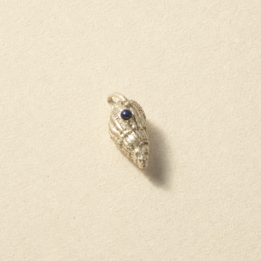 shell pendant with lapis silver