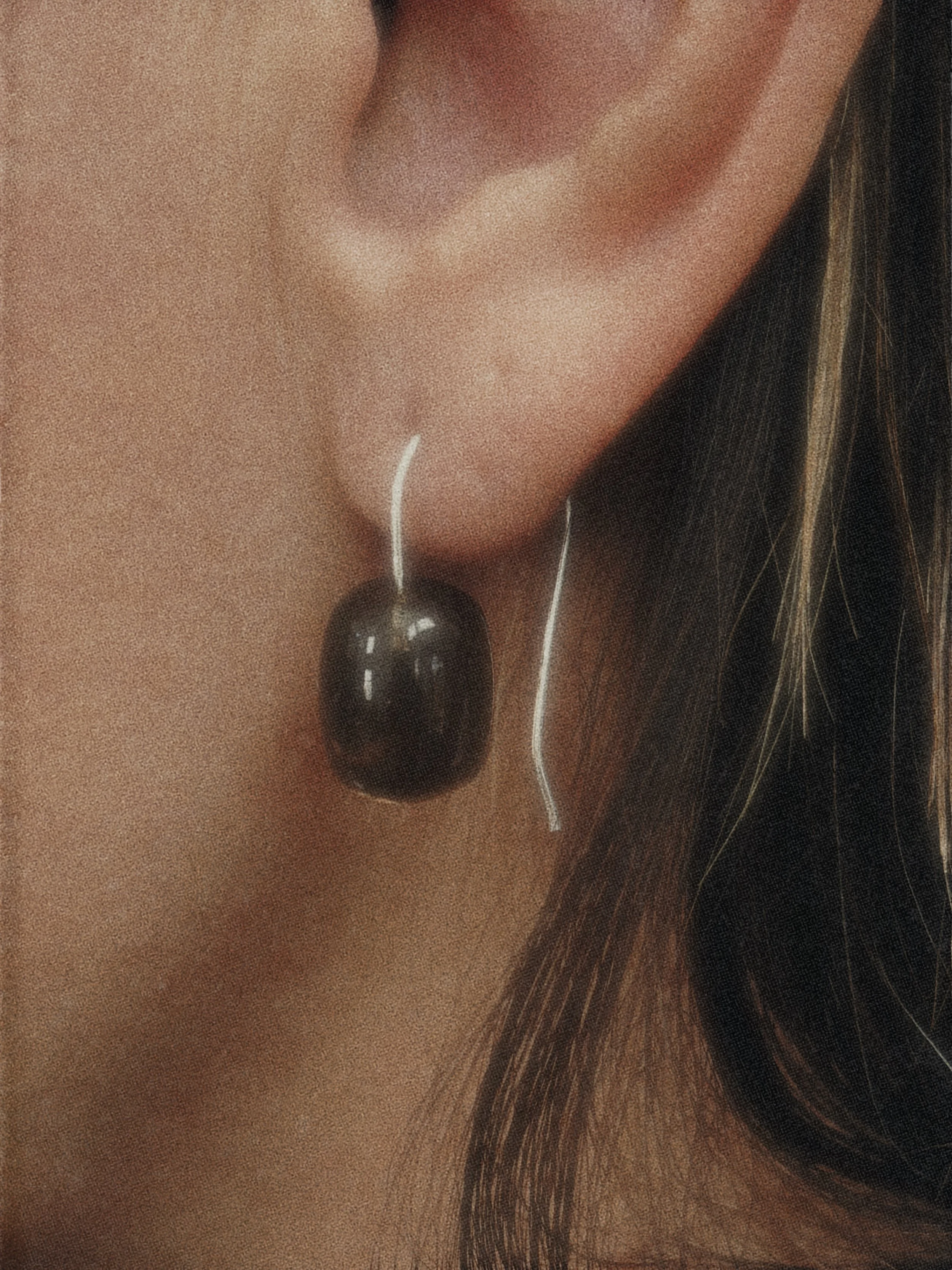smoky quartz drum drop earrings