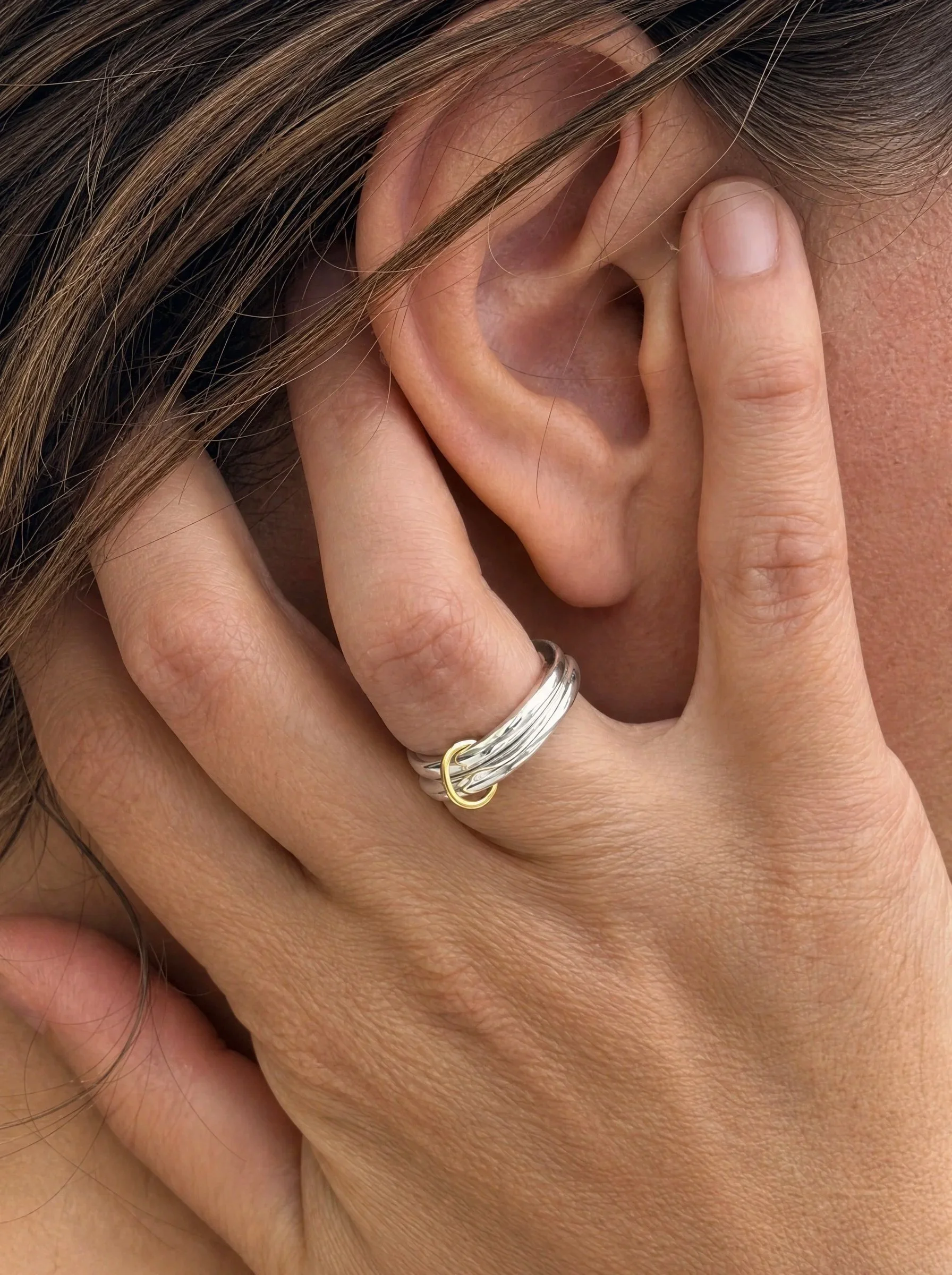 linked rings with gold ring