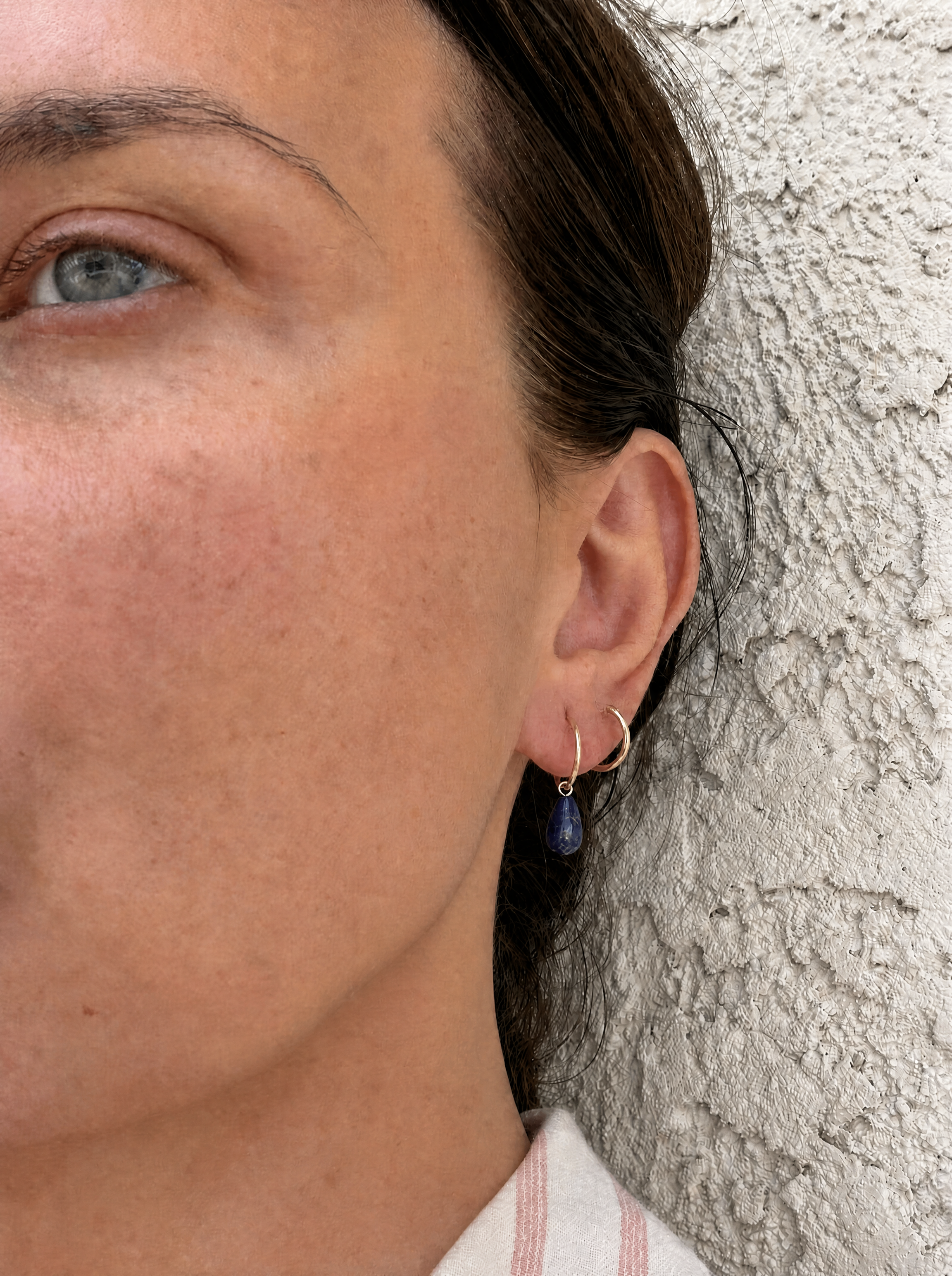 teardrop hoops lapis gold
