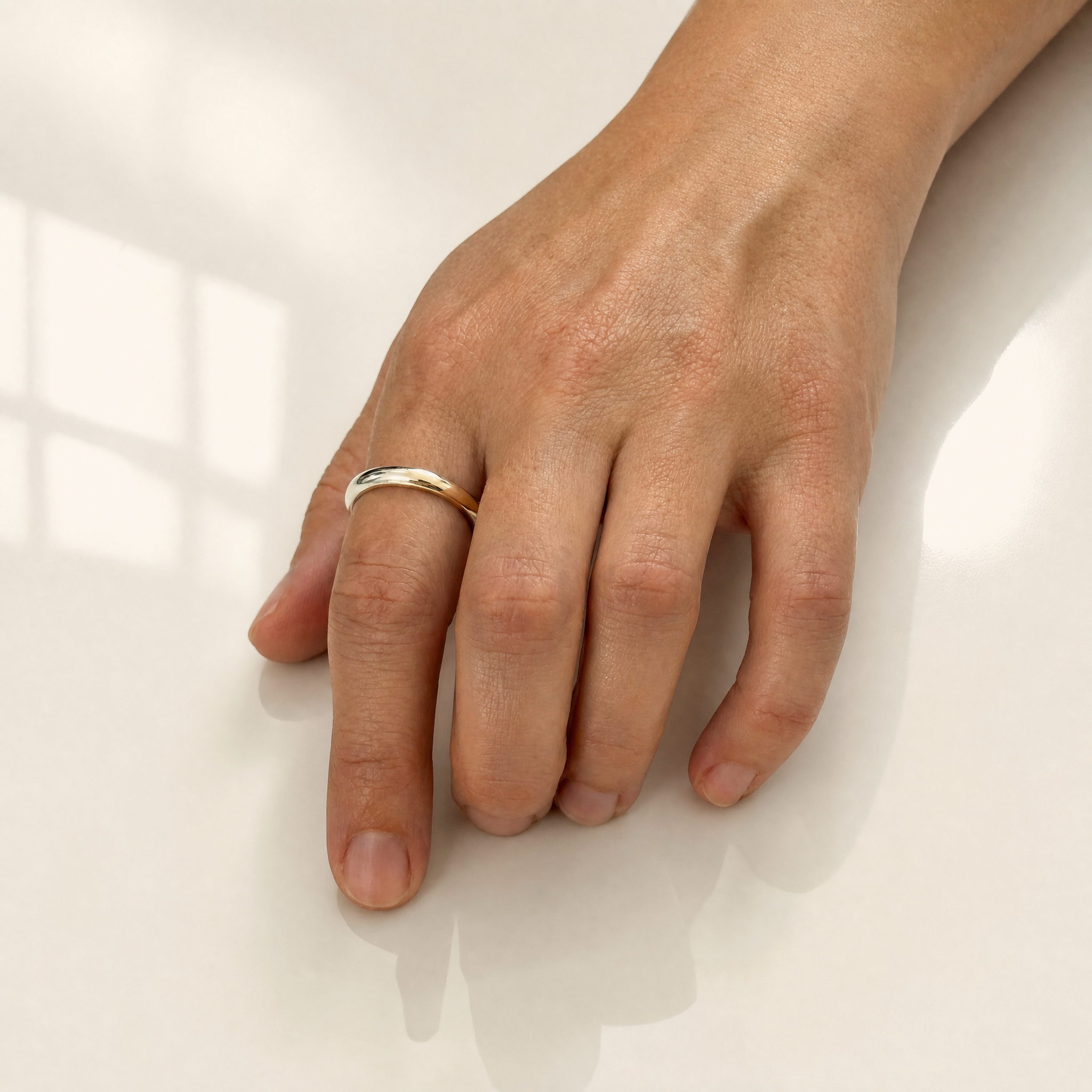 two tone gold silver band ring