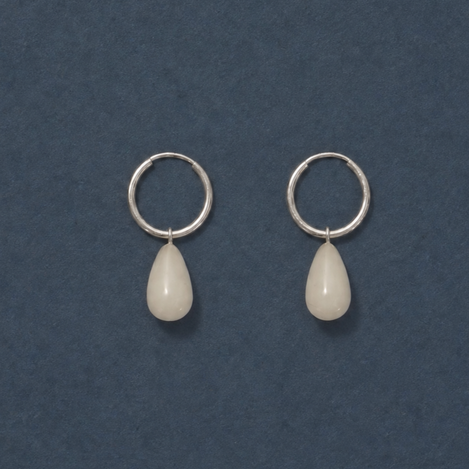 teardrop hoops white quartzite