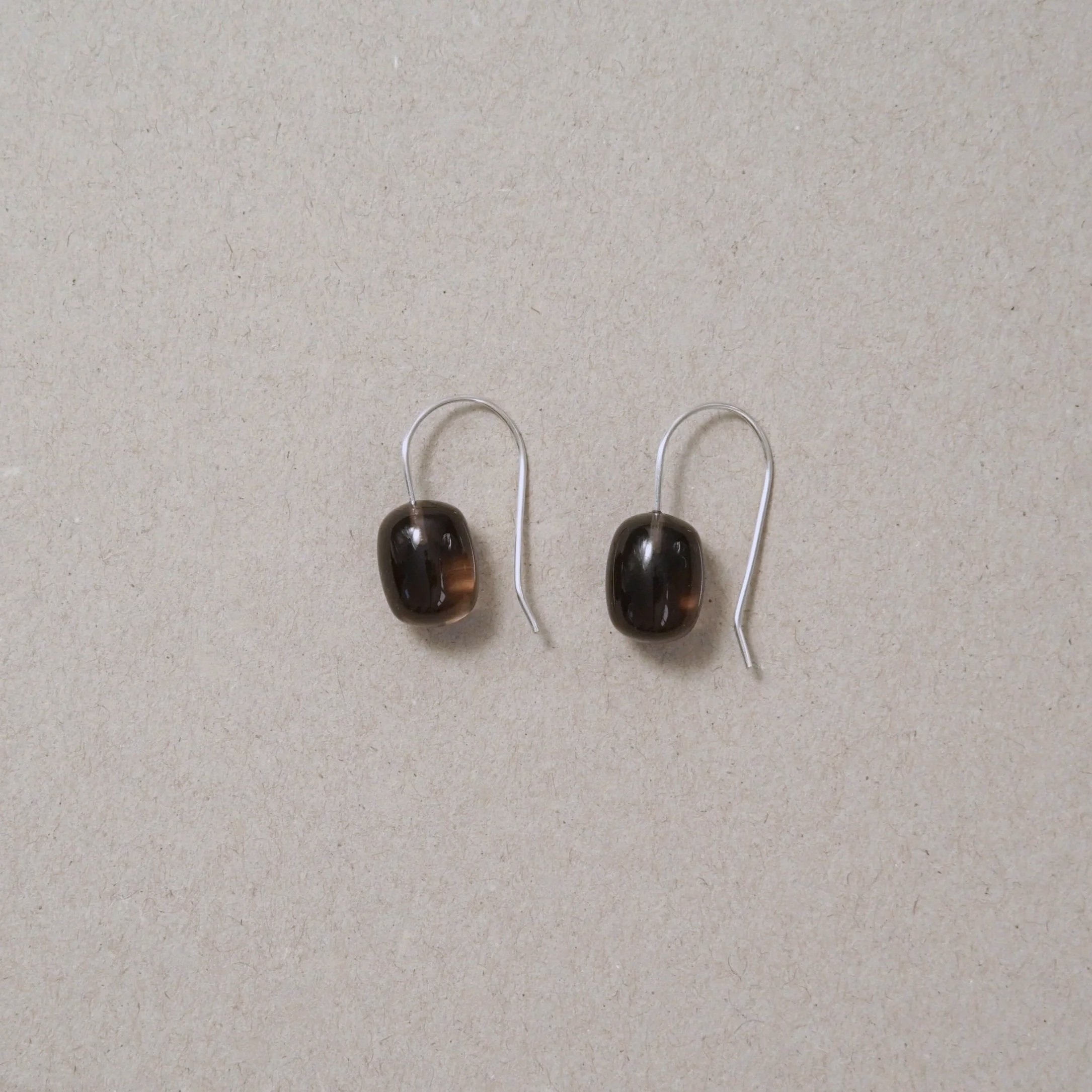 smoky quartz drum drop earrings