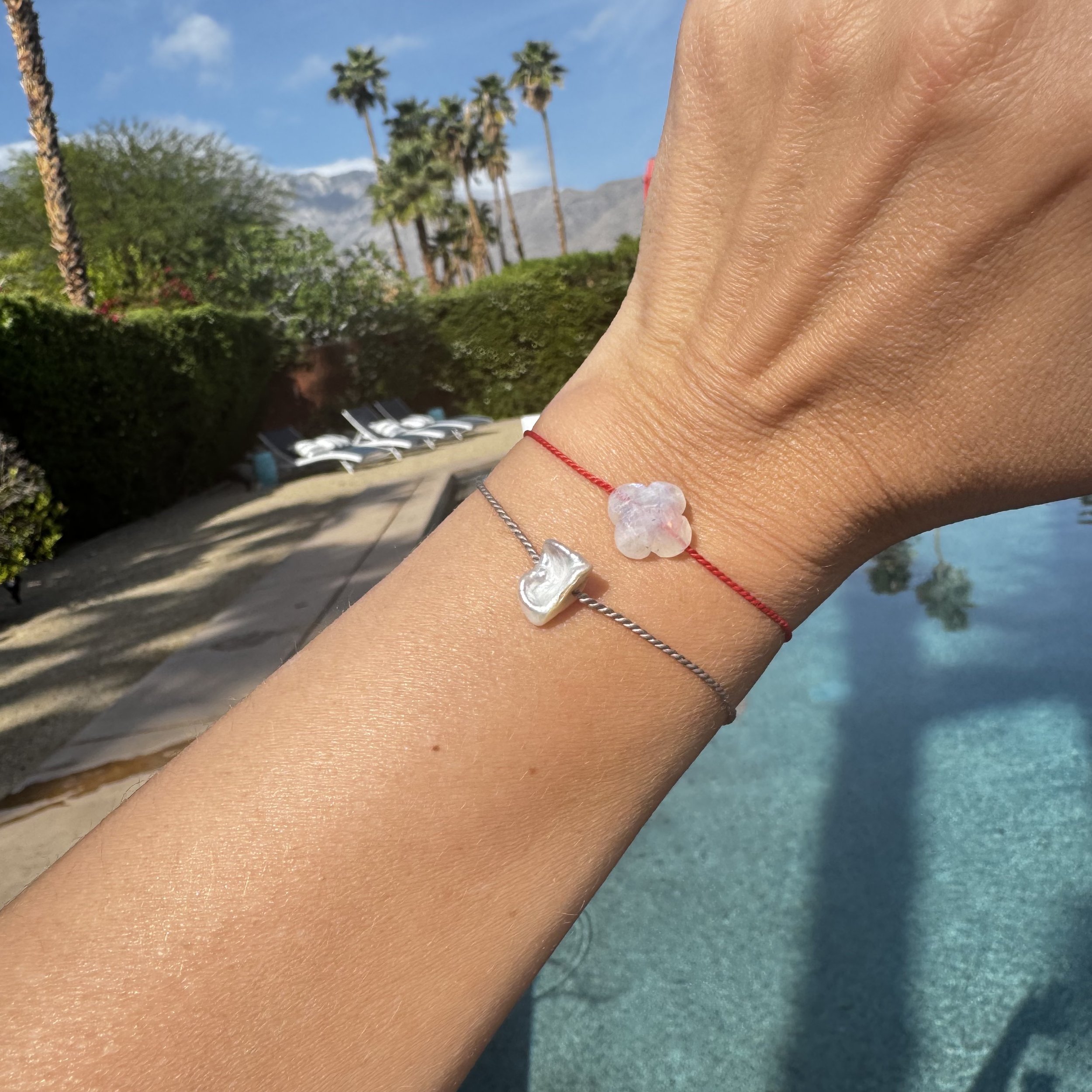 pearl moonstone clover bracelet color thread