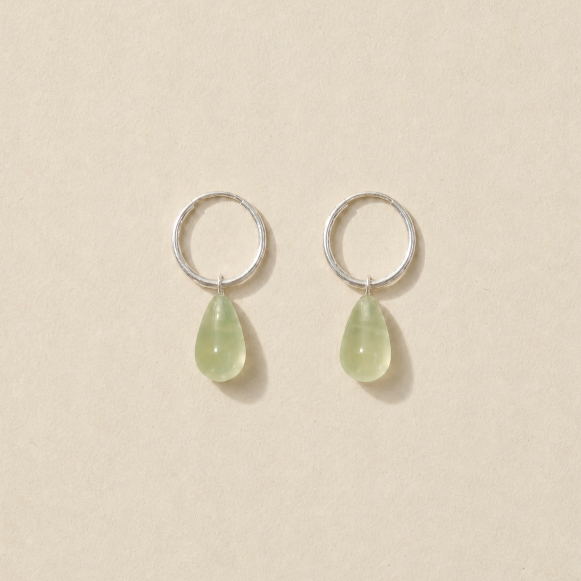 teardrop hoops prehnite silver