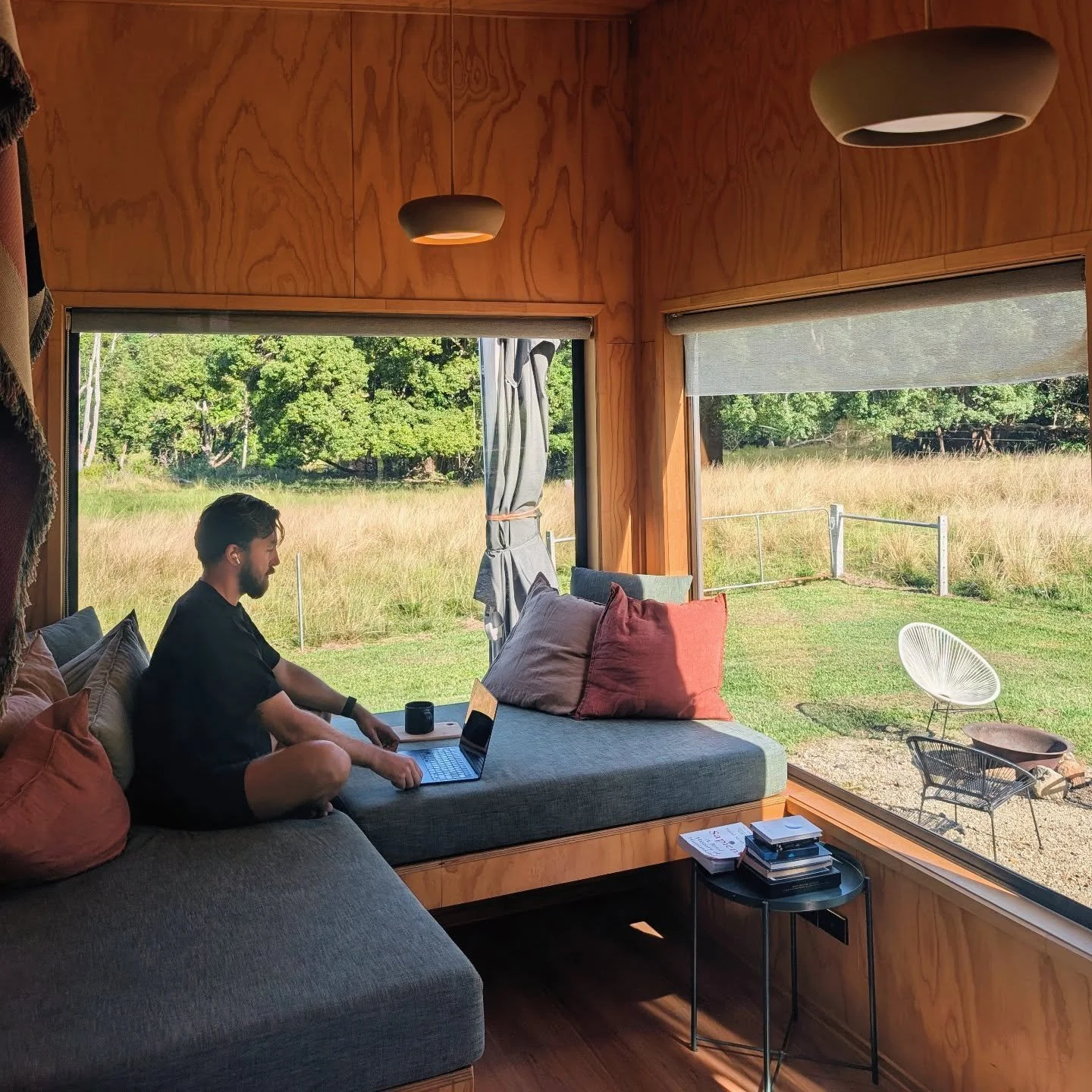 *unmutes* "Nothing from my end, thanks" *mutes*

Why work from home when you can work from...tiny home?

Frolicking horses, mountain views and ultra fast wifi 👌🏽
.
.
.
.
.
#workingfromhome #mountainviews #TinyHomeLiving