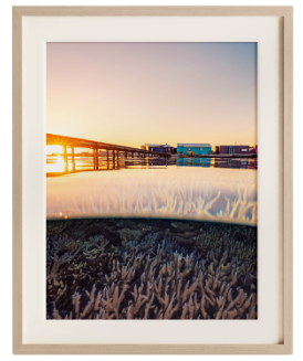 Framed Abrolhos Islands ocean print, Western Australia coast wall art