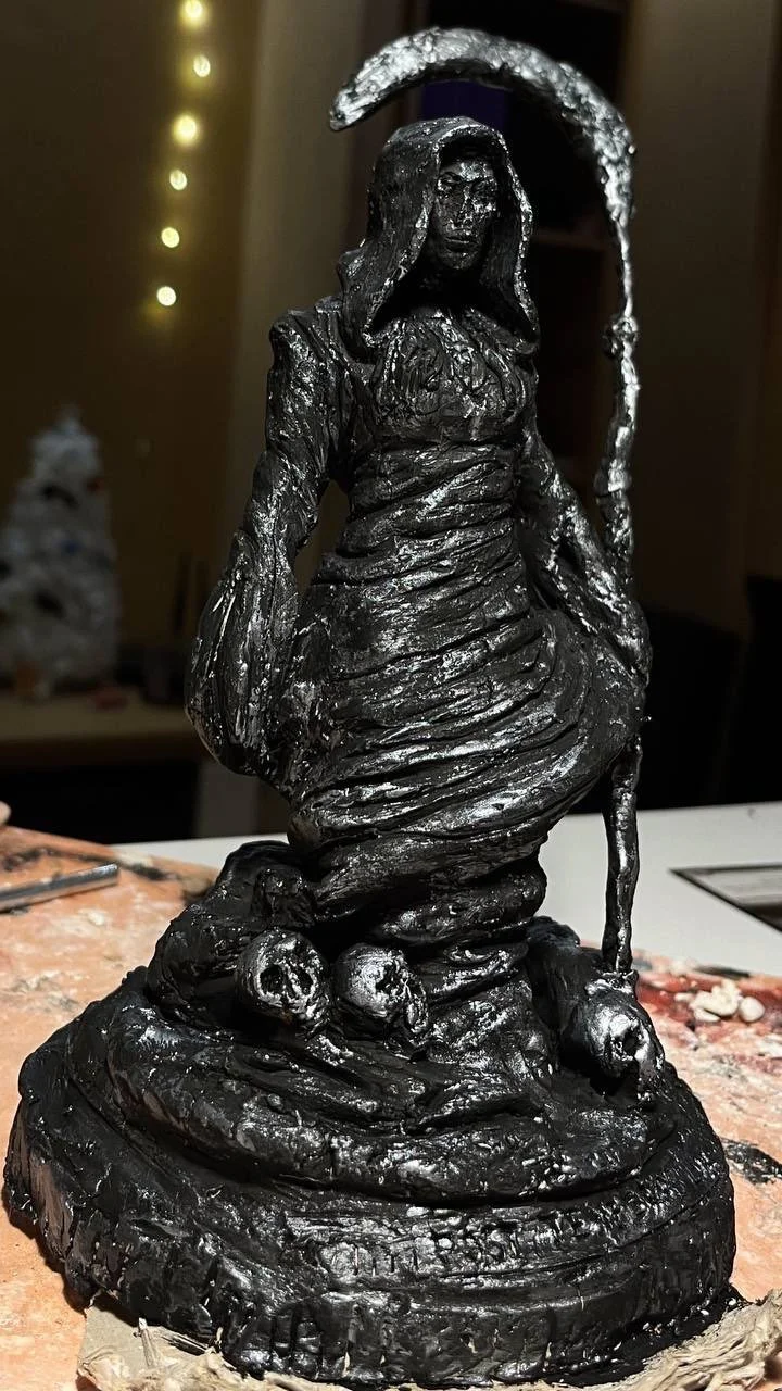 Goddess of Death
Unique handmade sculpture. 
Clay, acrylic paints. 
20cm.2024
