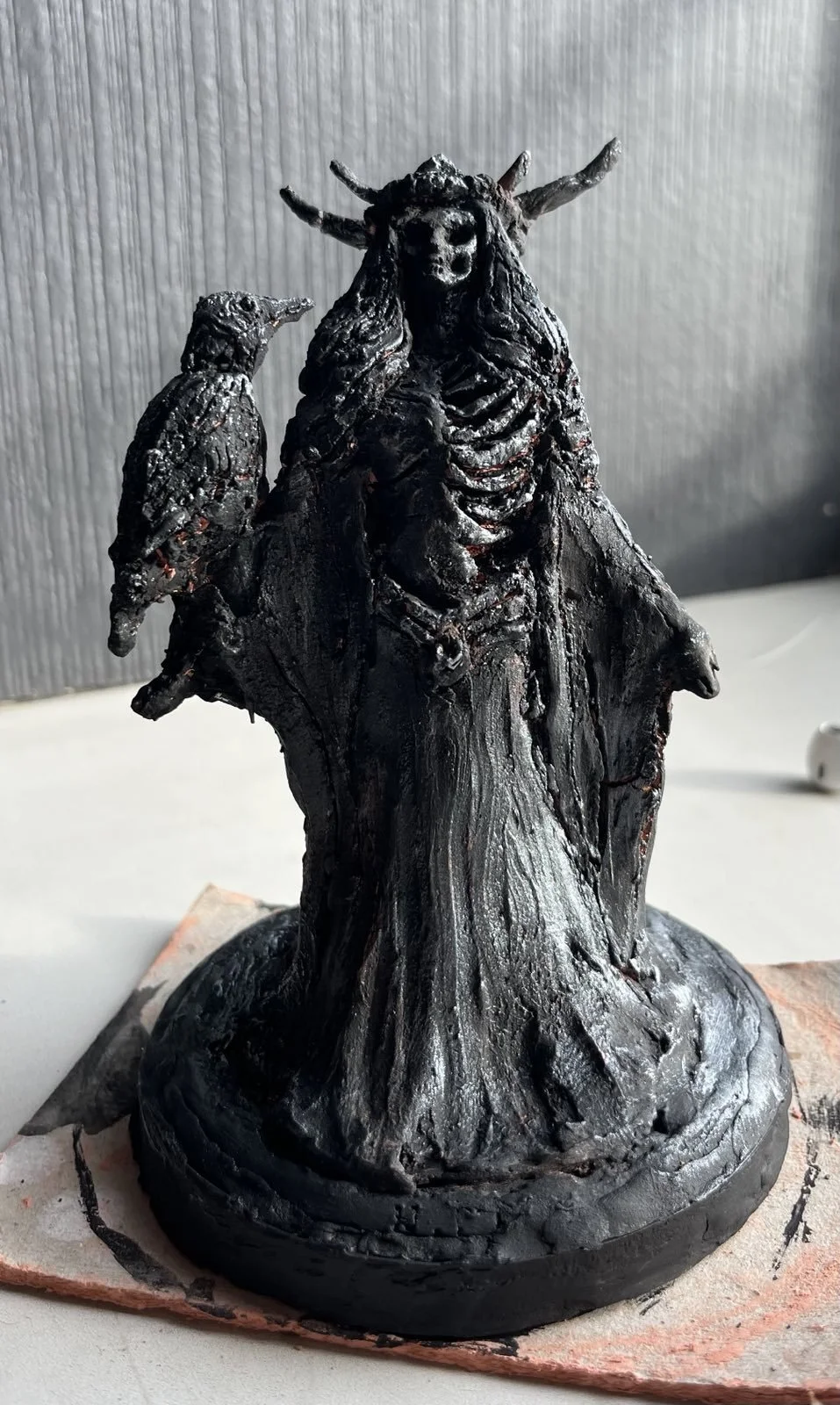 Hel Goddess of Death
Unique handmade sculpture. 
Clay, acrylic paints. 
15cm. 2024