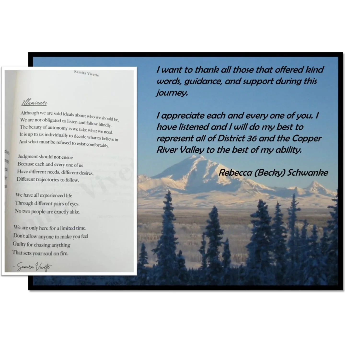 It's time to vote, time to rise above. No matter what the outcome November 5th, I am humbled by the outpouring of support and the excitement surrounding our opportunity to move Alaska and America forward. Thank you all. Polls close 8pm on Tuesday Nov