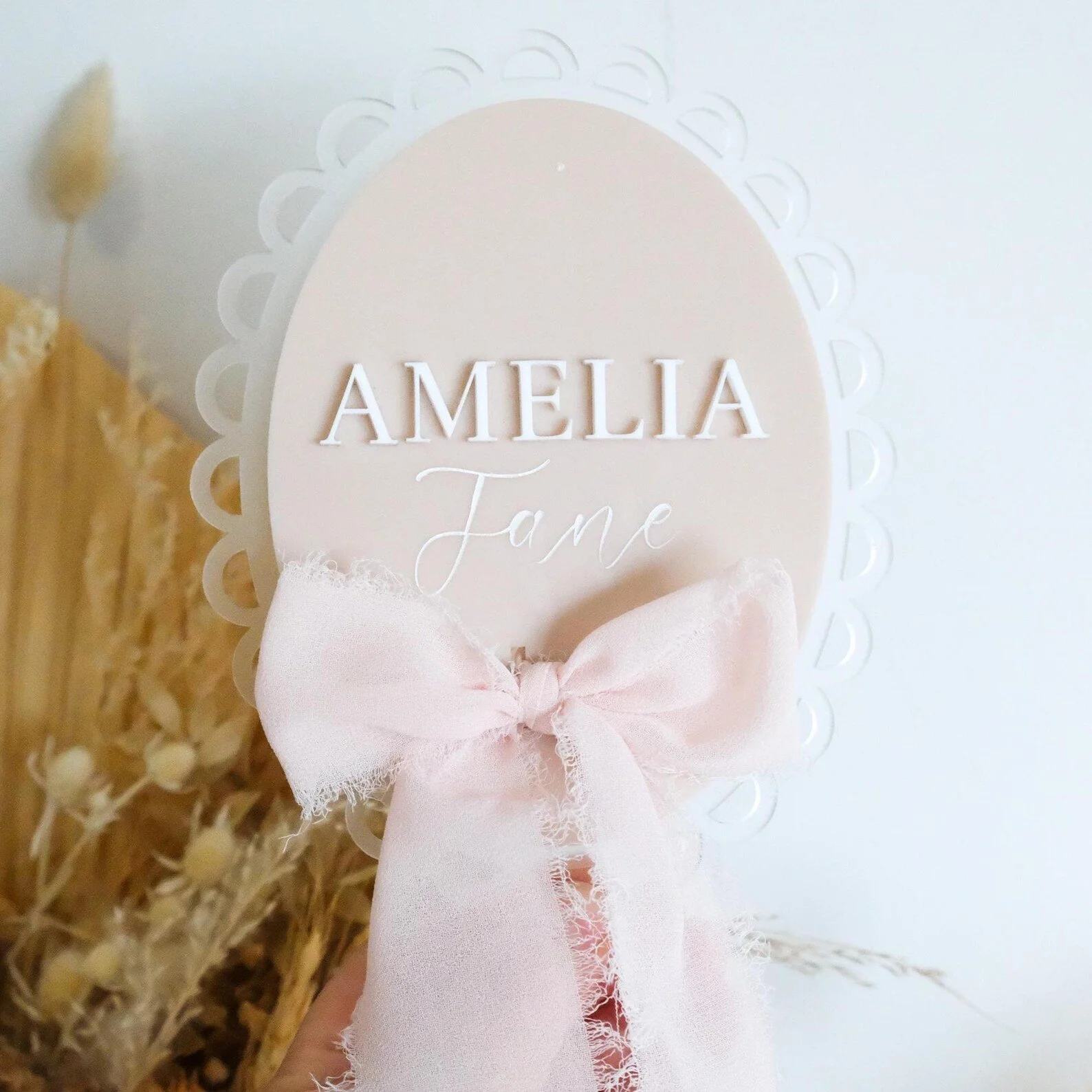 Vintage Ribbon Personalised Baby Announcement