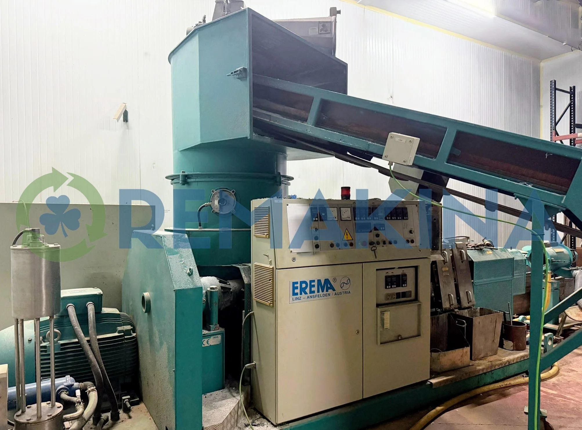 Erema 80 plastic recycling line with agglomerator compactor