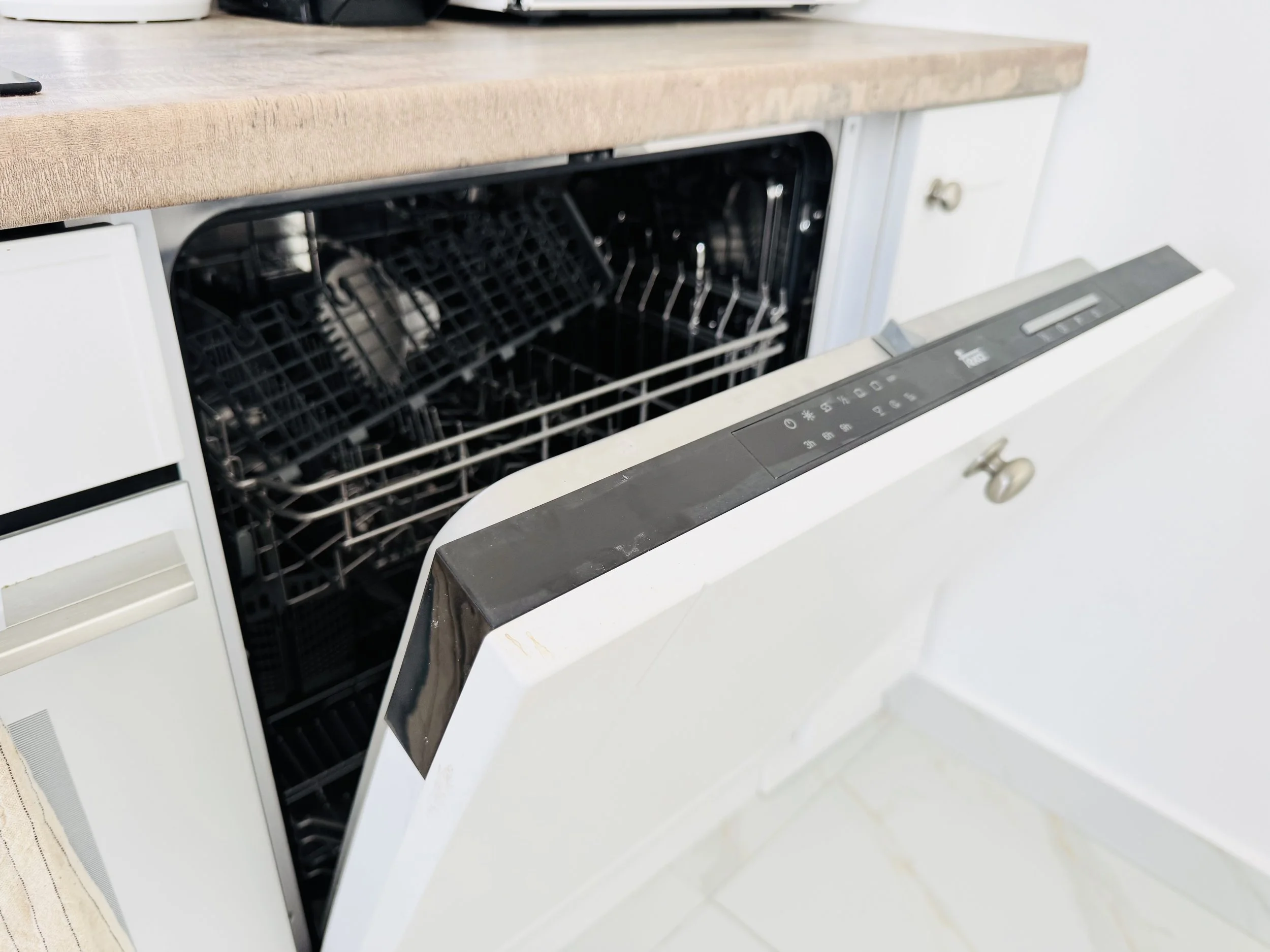 The kitchen at The Yellow House Kassiopi complete with dishwasher 