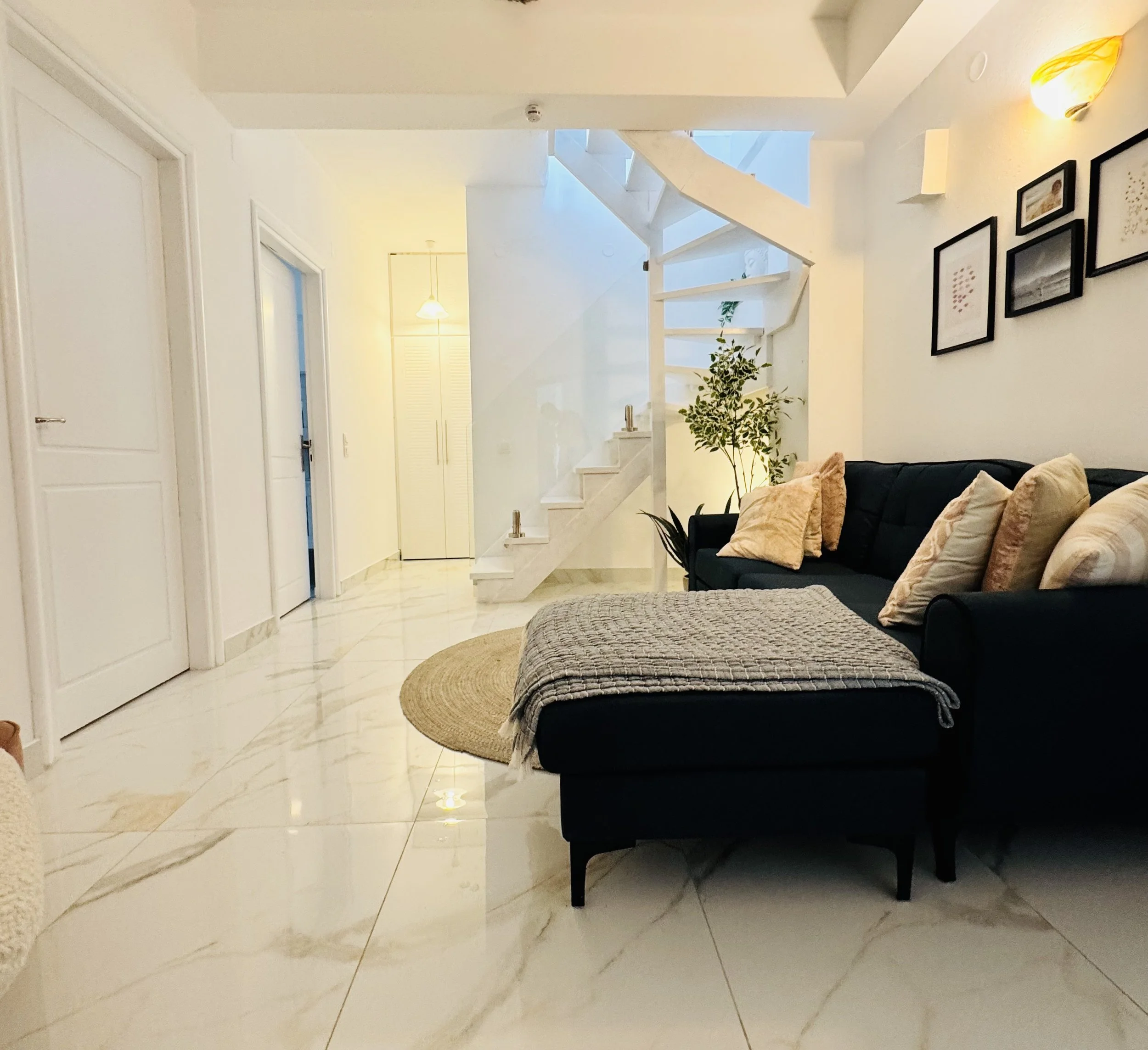 The luxurious ground floor lounge at The Yellow House Villa in Kassiopi Corfu