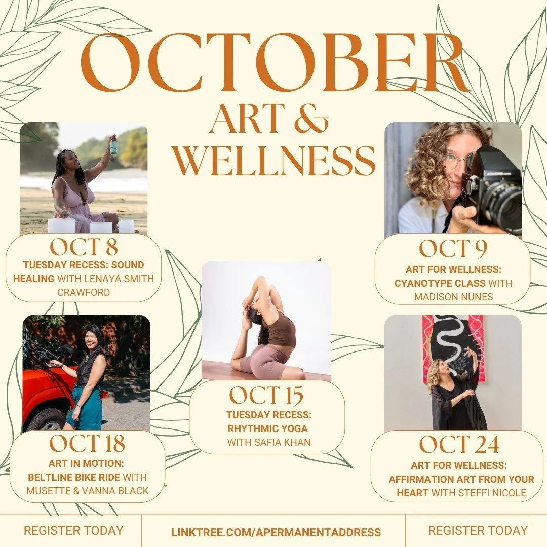 @holisticeventplanning and @interstitial_atl are excited to share the October line up of Art &amp; Wellness activations at @a_permanentaddress to nurture creativity and connection. Reserve your spot at the link in bio. All events are live through the