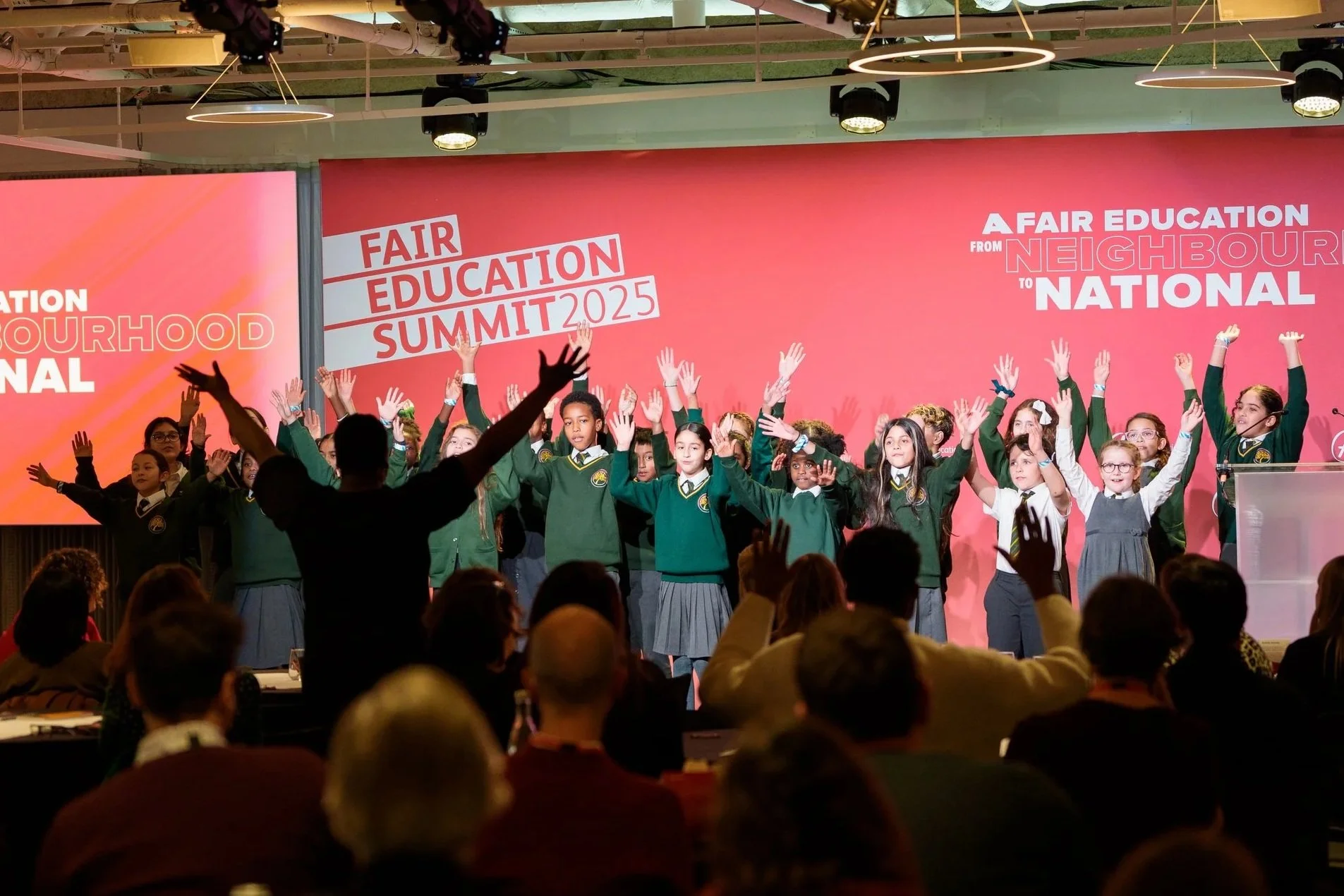 Ark Atwood Primary Academy children singing at the Fair Education Summit 2025