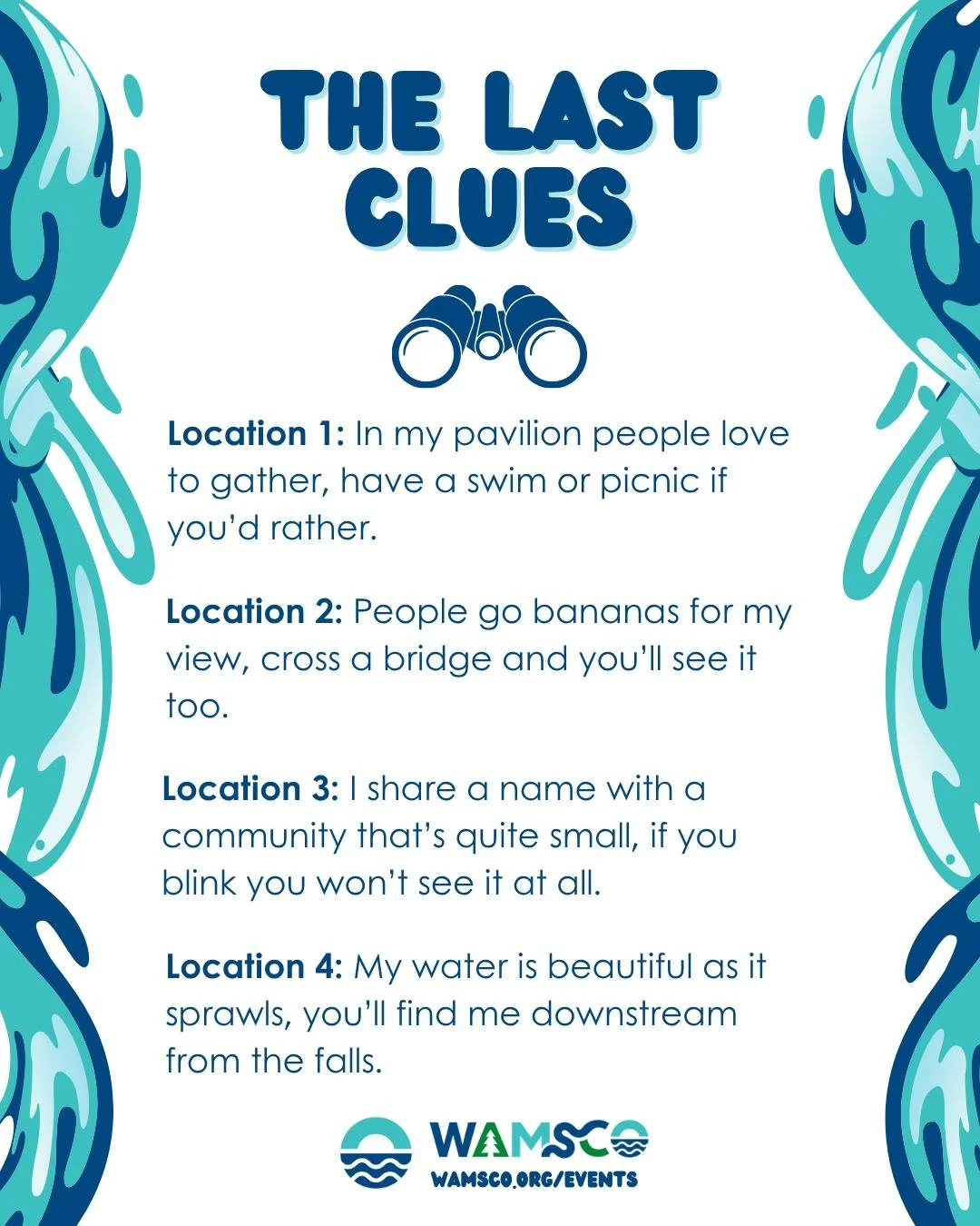 🚨🔍 The FINAL clues have arrived! 🔍🚨

This is it &mdash; your last set of hints to help you track down all 4 hidden WAMSCO treasure boxes scattered near waterways throughout Shawano County! 🌊🗺️

The countdown is on! The 5th Annual Where&rsquo;s 