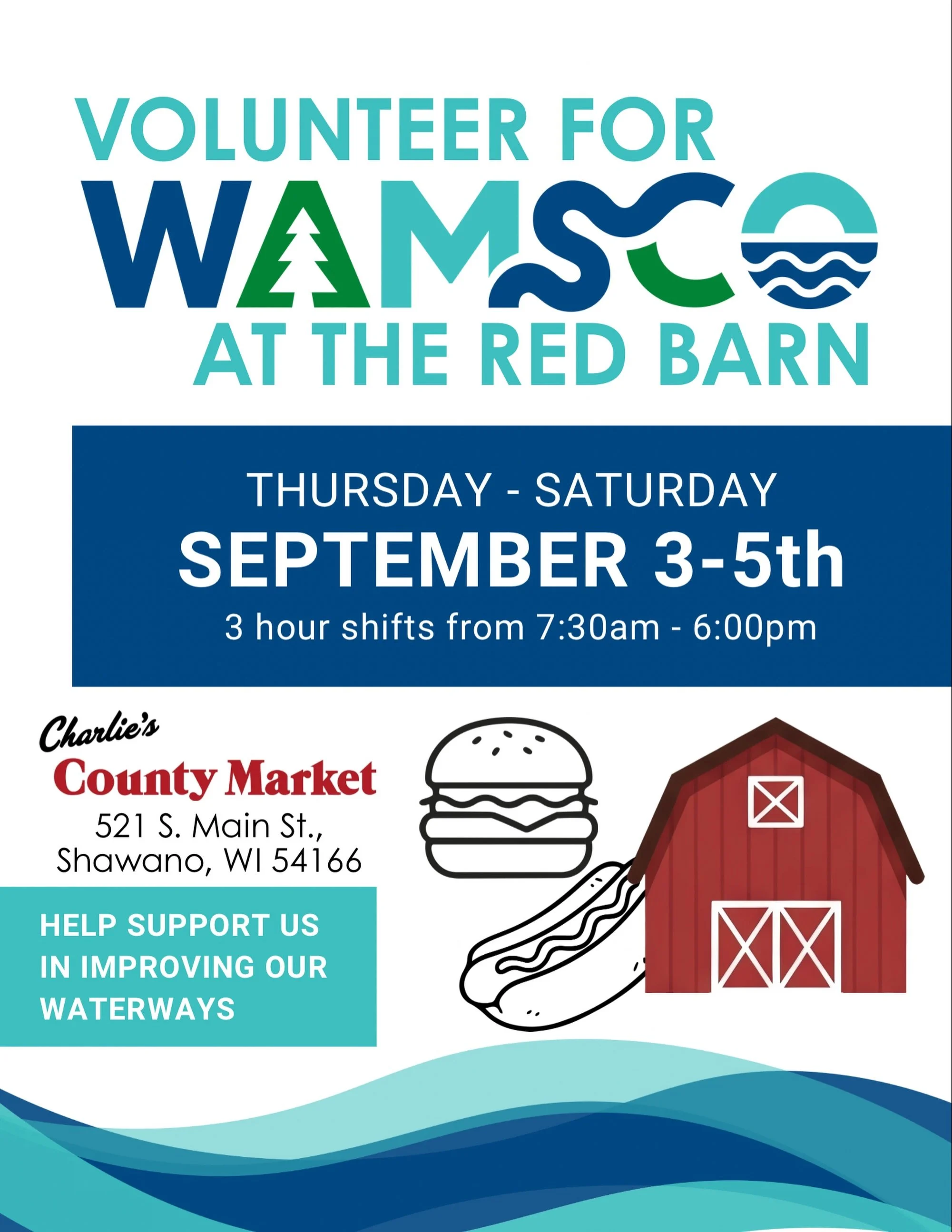 Volunteer opportunity!! Come help serve up burgers and brats at the Charlie&rsquo;s Red Barn for a few hours from September 3-5th and help support WAMSCO! The sign-up link is in our bio🔗

If you are unable to volunteer, stop by for a quick bite any 
