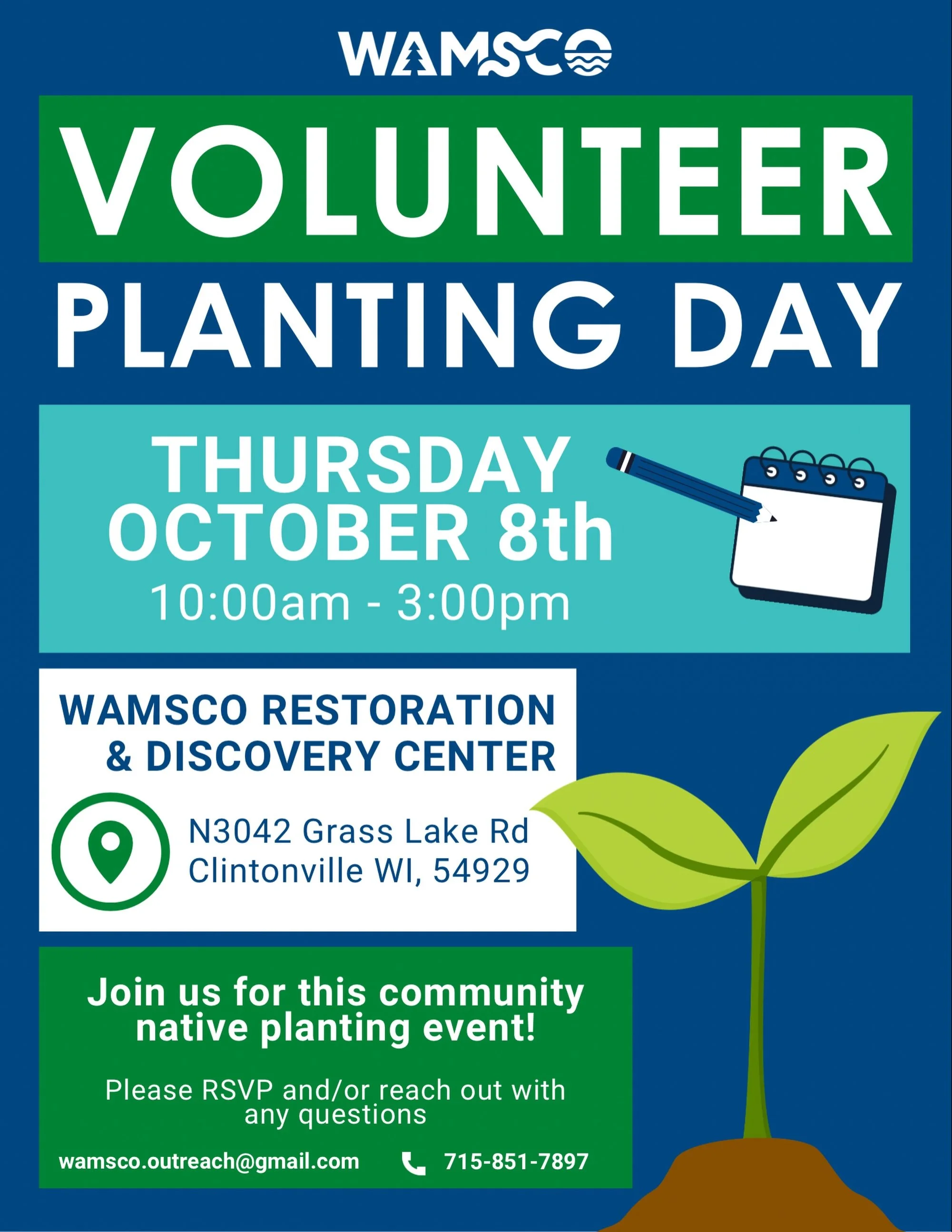 Looking for a fun way to enjoy this fall weather while making a lasting impact on your community? Come help us get some native plants in the ground and maintain The WAMSCO Restoration &amp; Discovery Center🌱 We are so excited to make this a great sp