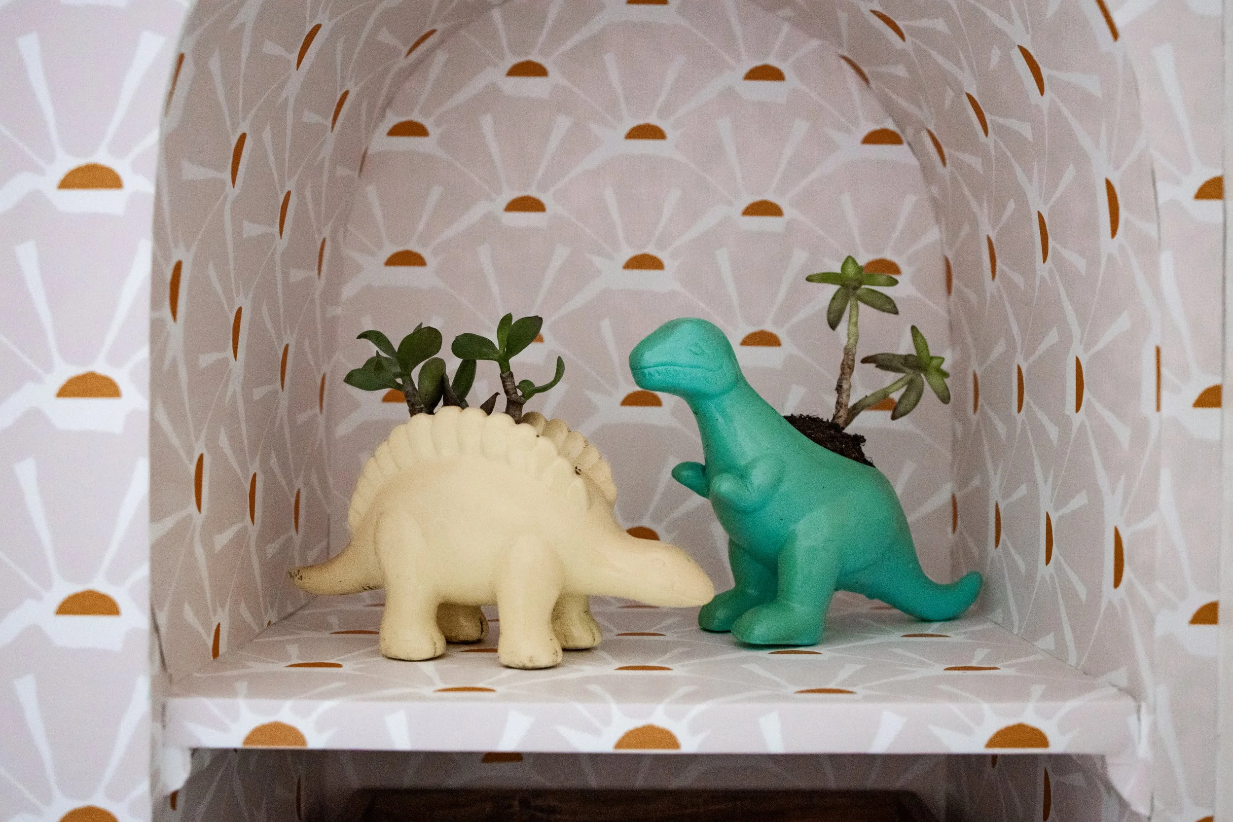 Kid bathroom dinosaur planters, Shaker Heights, Ohio
