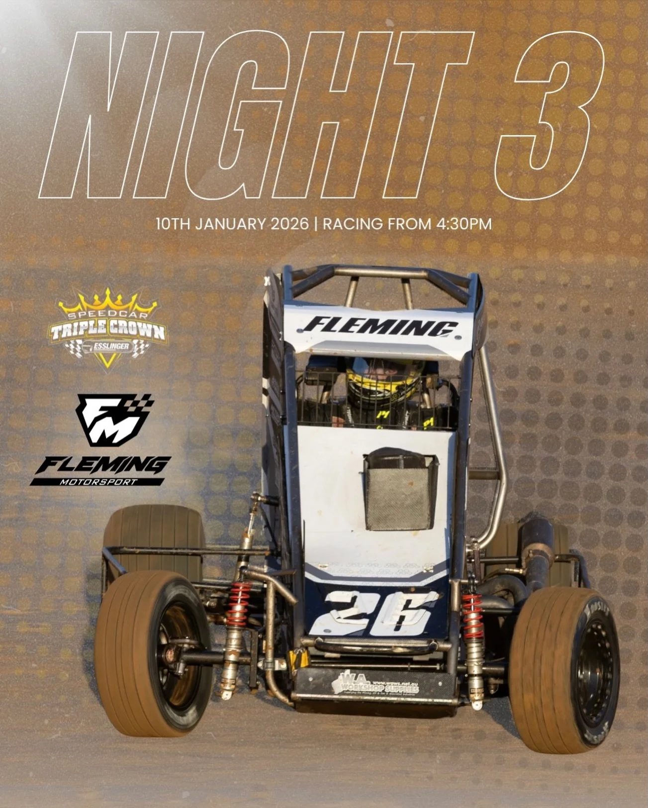 Get up it's race day! 

Tonight is the 3rd and final round of the Esslinger Speedcar Triple Crown Series. Stay tuned for all the updates. 

We also have shirts available for purchase tonight! $35 each come and see us 

Engine Starts: 4:30PM
Hot Laps: