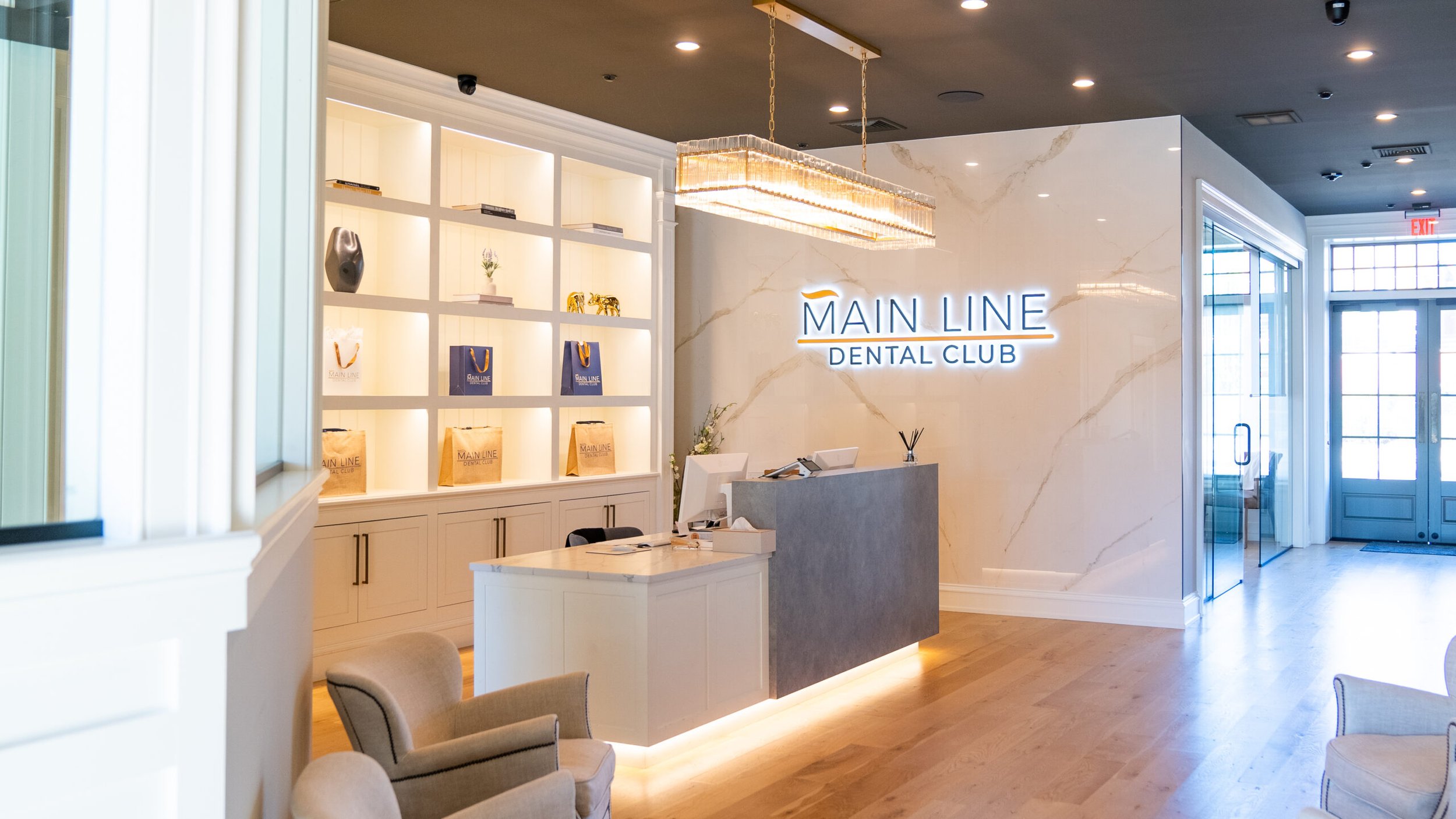Main Line Dental Club waiting area design, Pennsylvania dental office design
