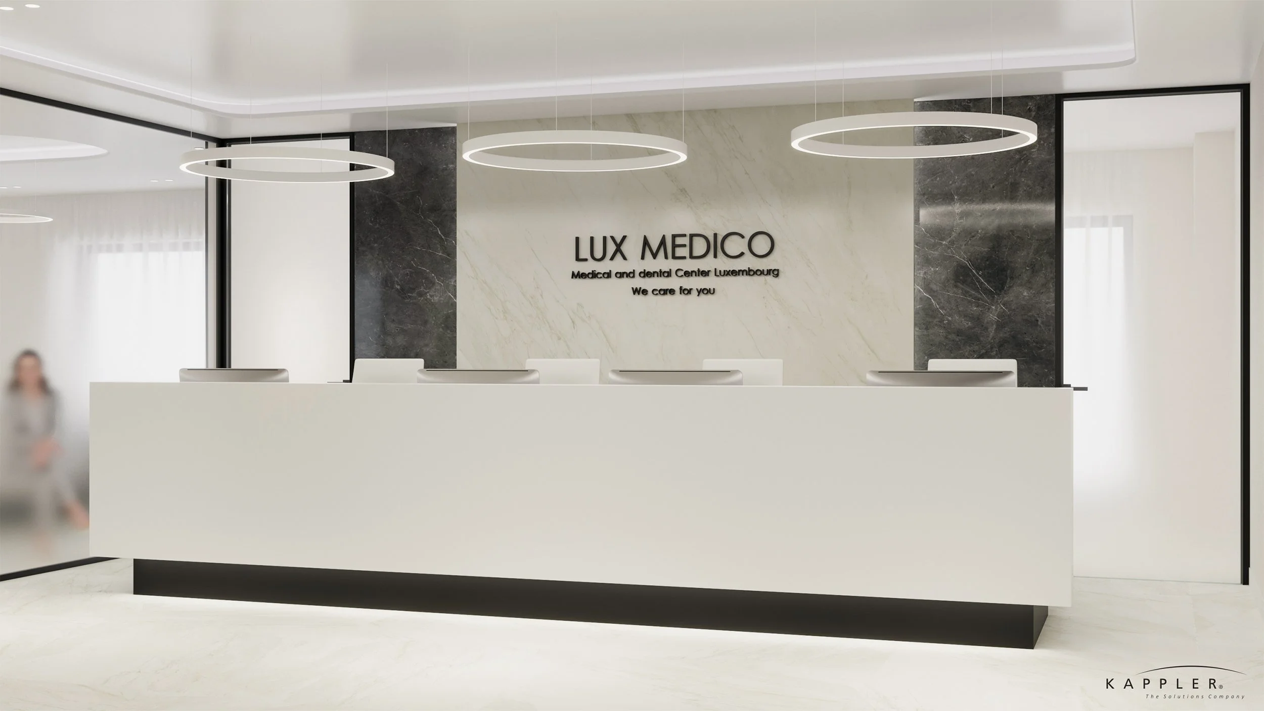 Multi‑specialty clinic design
Central reception and waiting area
Medical and dental treatment rooms