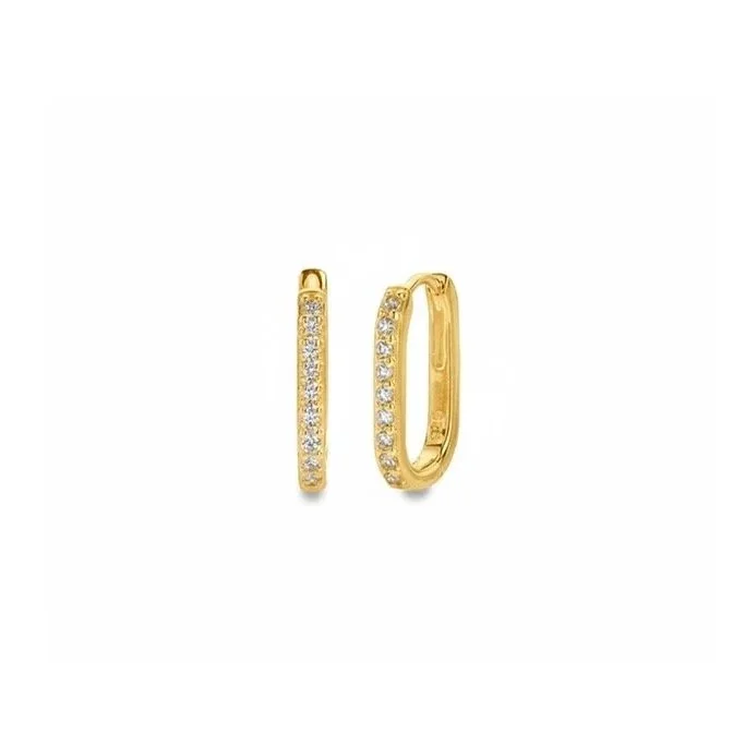 Oblong Huggie Earrings with CZ's